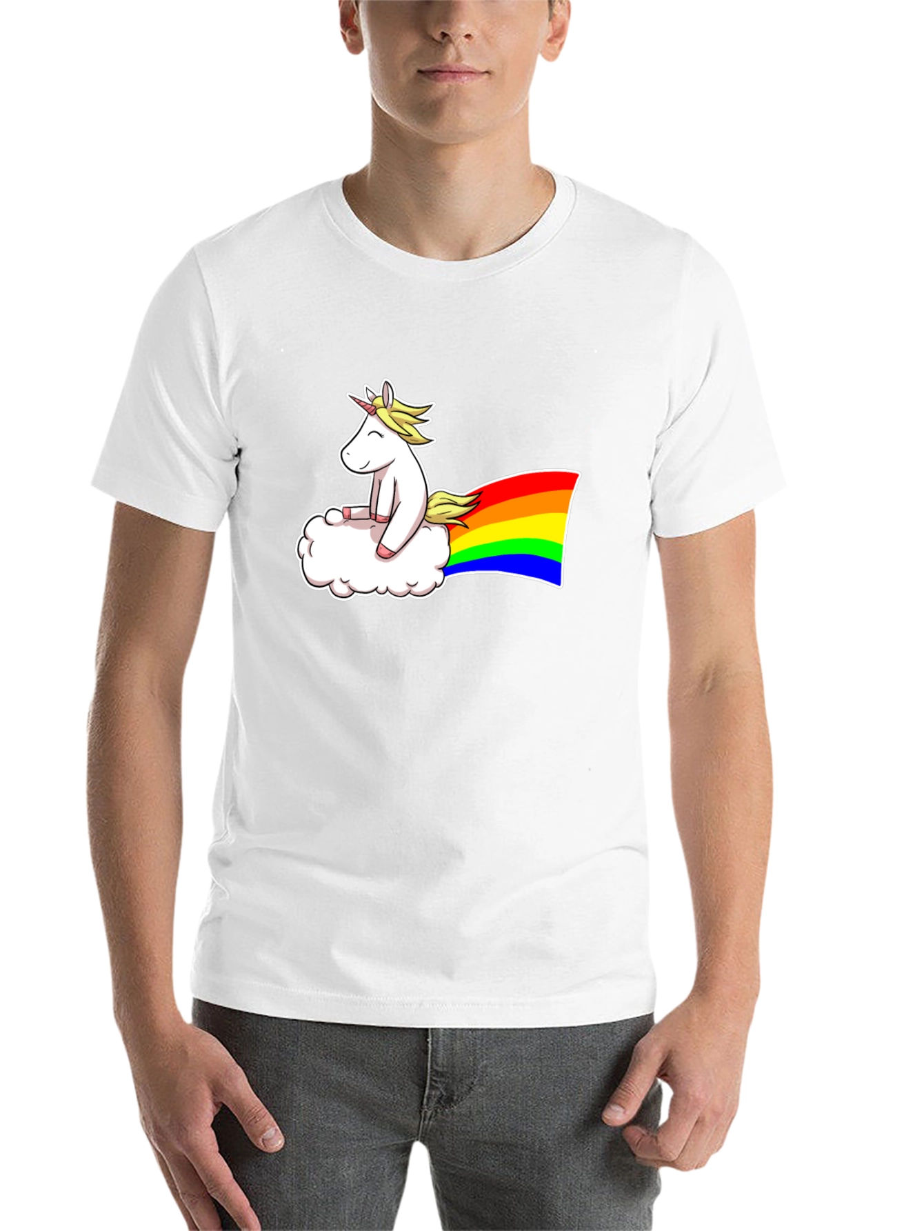 Black Unicorn Cloud Rainbow Graphic T-Shirt view 14