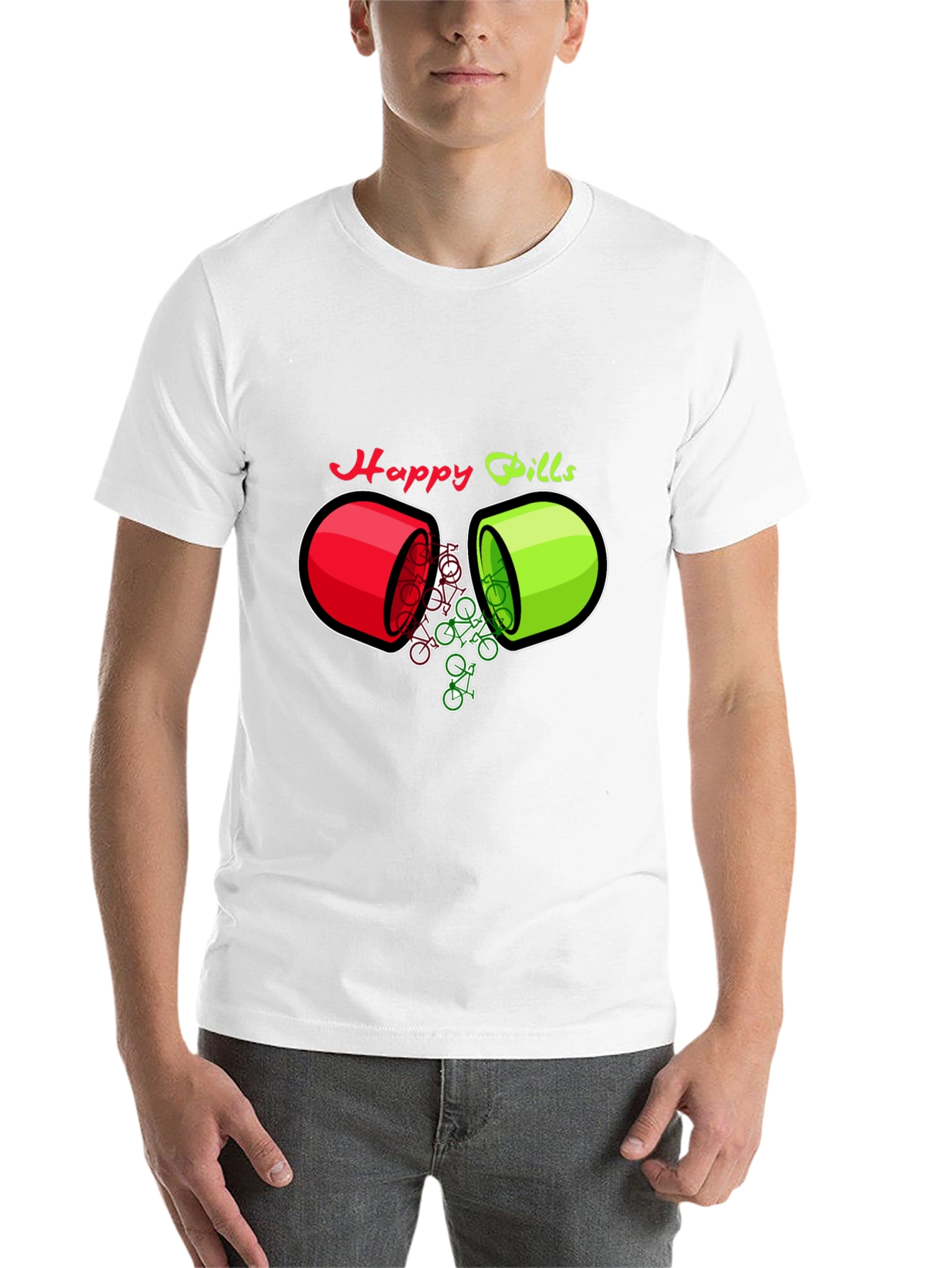 Black Happy Pills Bicycle T-Shirt - Quirky Graphic Tee view 14