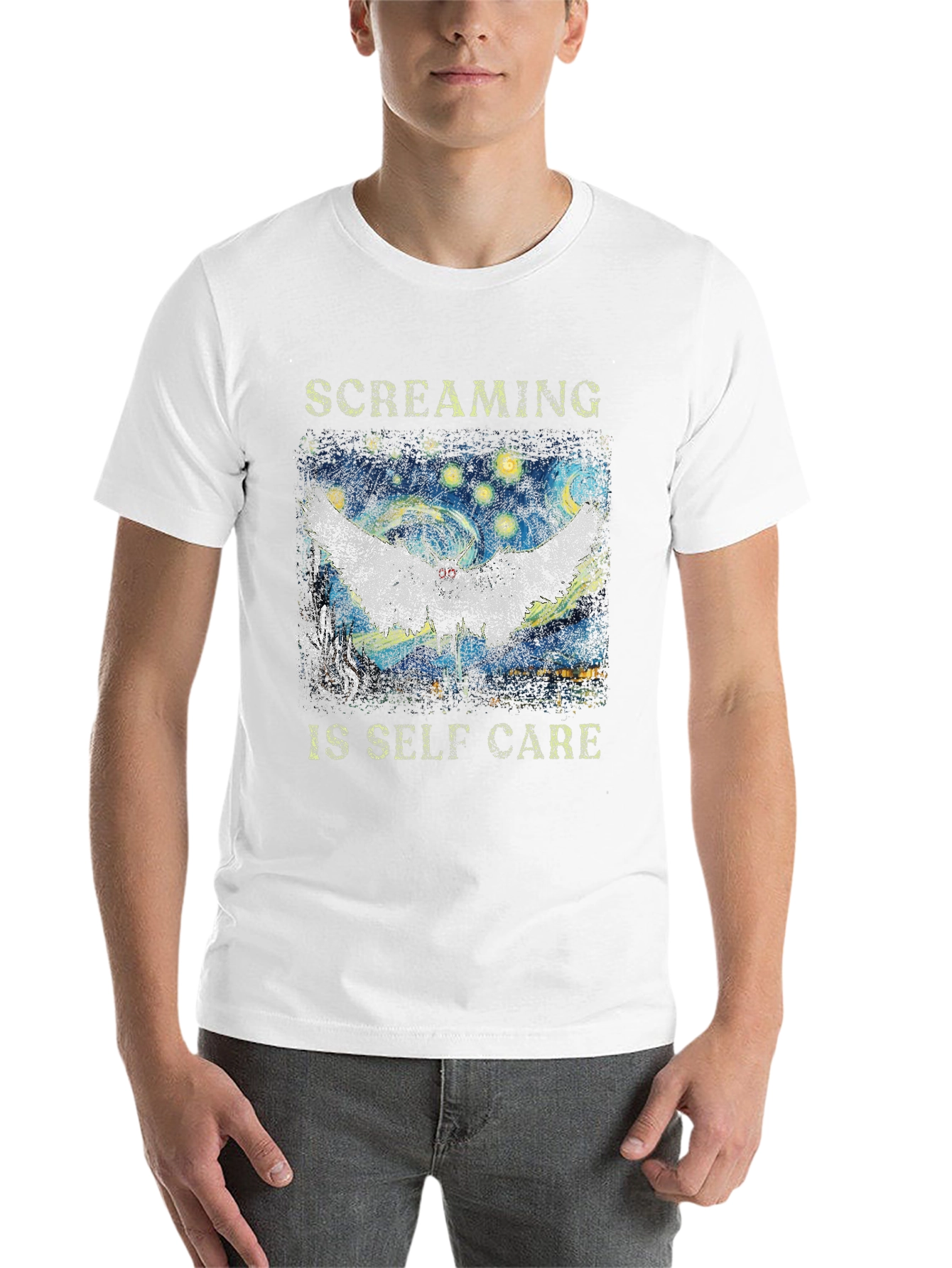 Black Screaming Is Self Care Graphic T-Shirt view 14