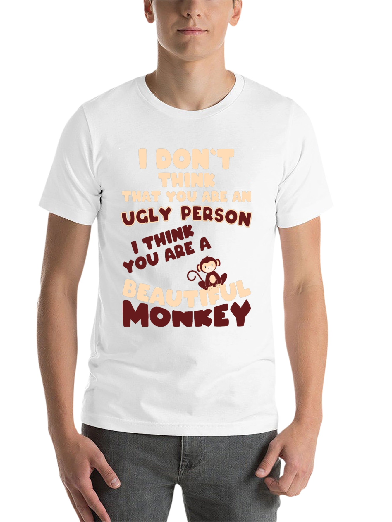 Black Funny Monkey T-Shirt: Ugly Person, Beautiful Monkey Tee view 14