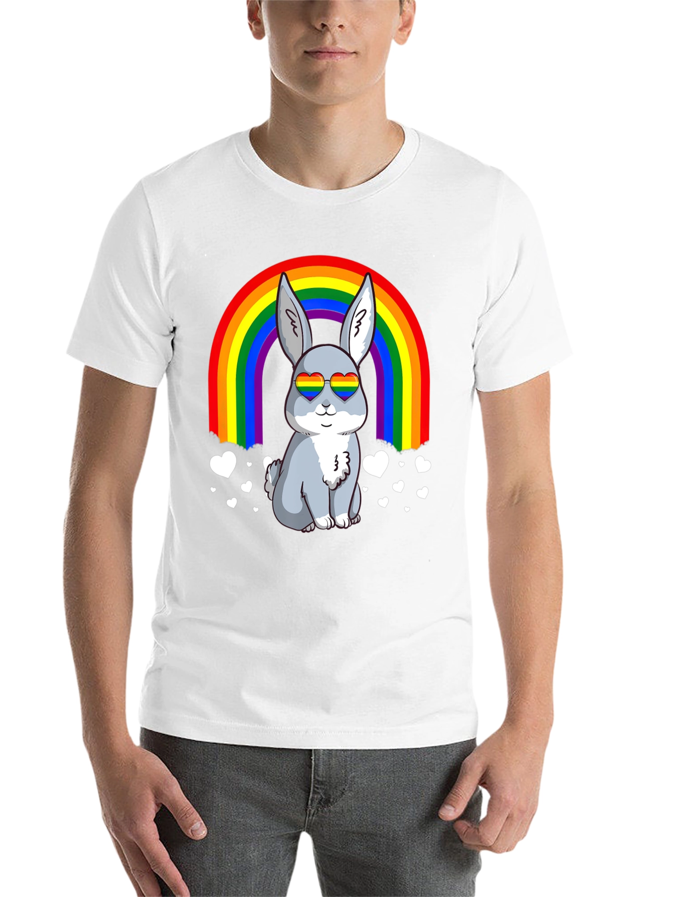 Black Rainbow Bunny Pride T-Shirt view 14