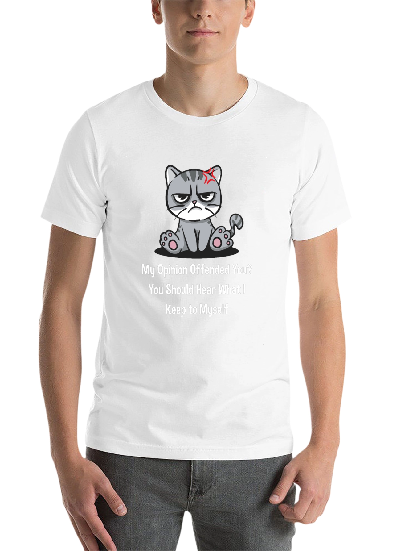 Black Grumpy Cat Opinion T-Shirt - Sarcastic Humor view 14