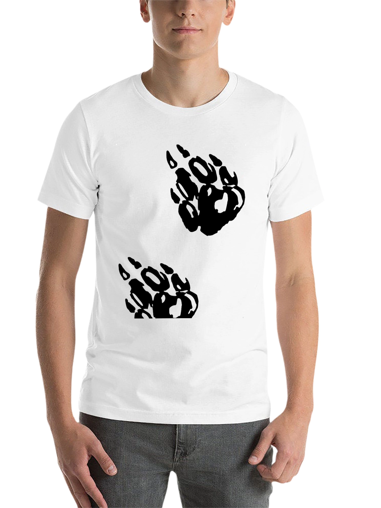 Black Black T-Shirt with Bear Paw Print Design view 14