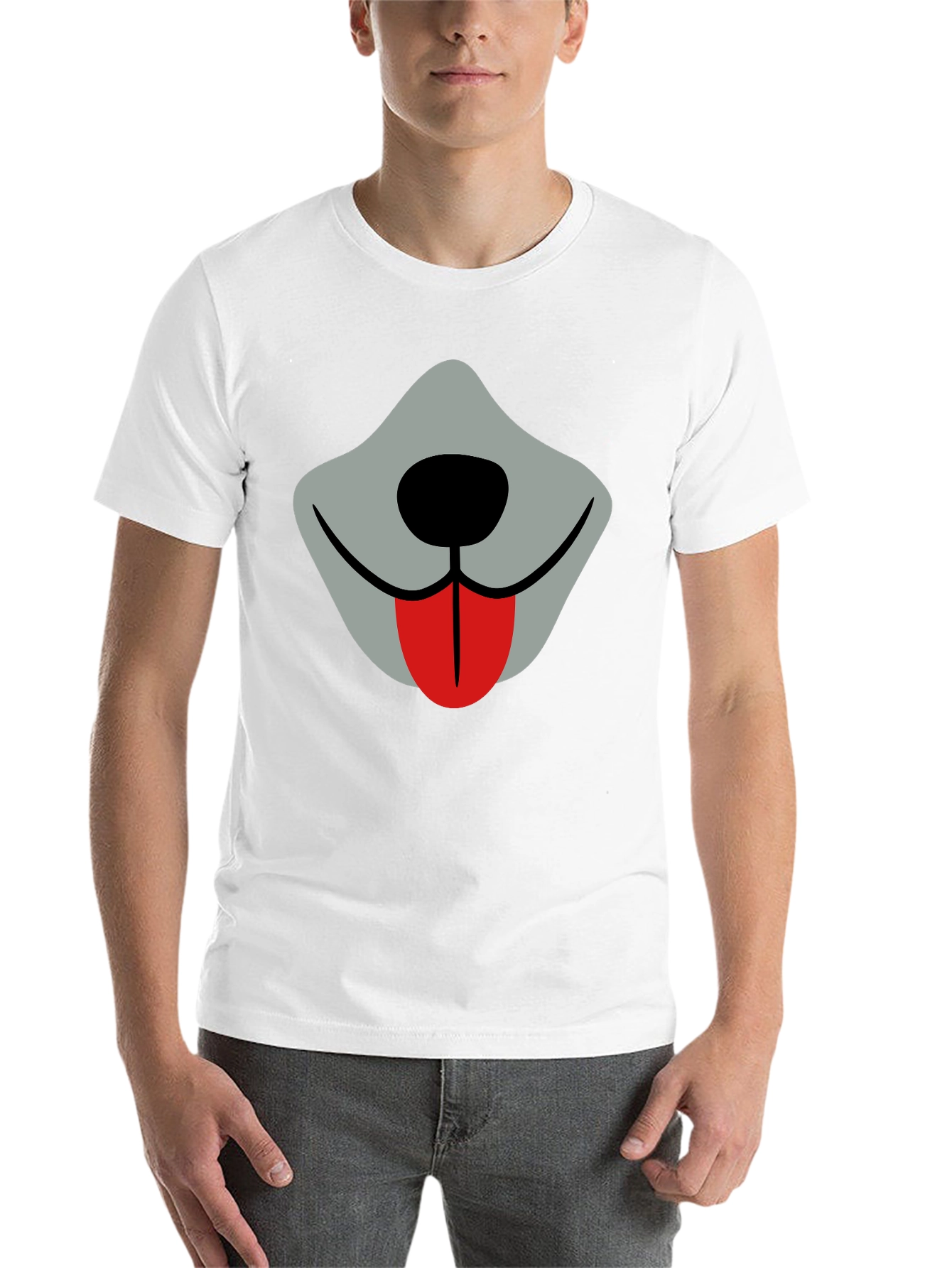 Black Funny Dog Face Graphic Tee - Black Crew Neck view 14