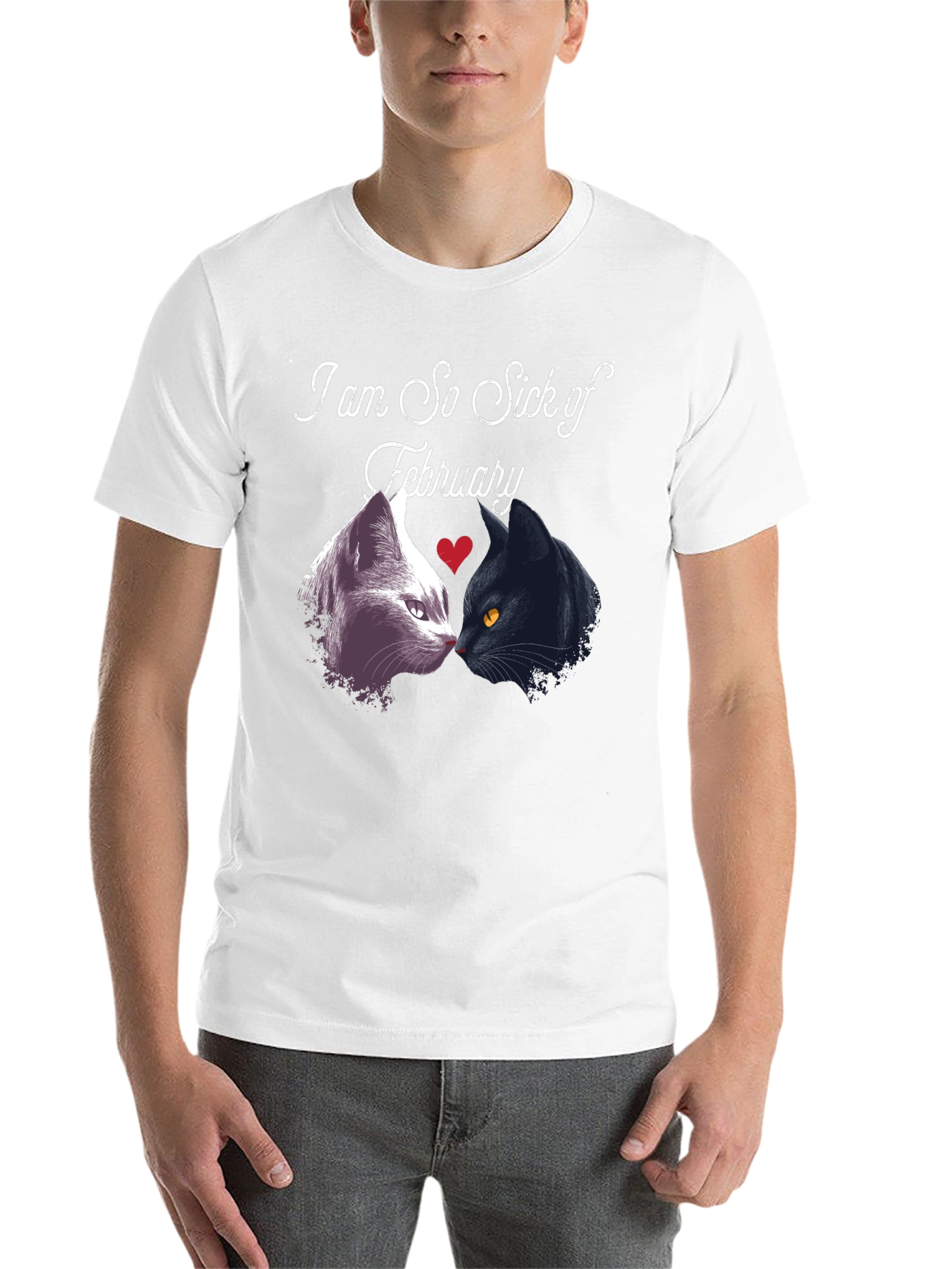 Black Sick of February Cats T-Shirt view 14