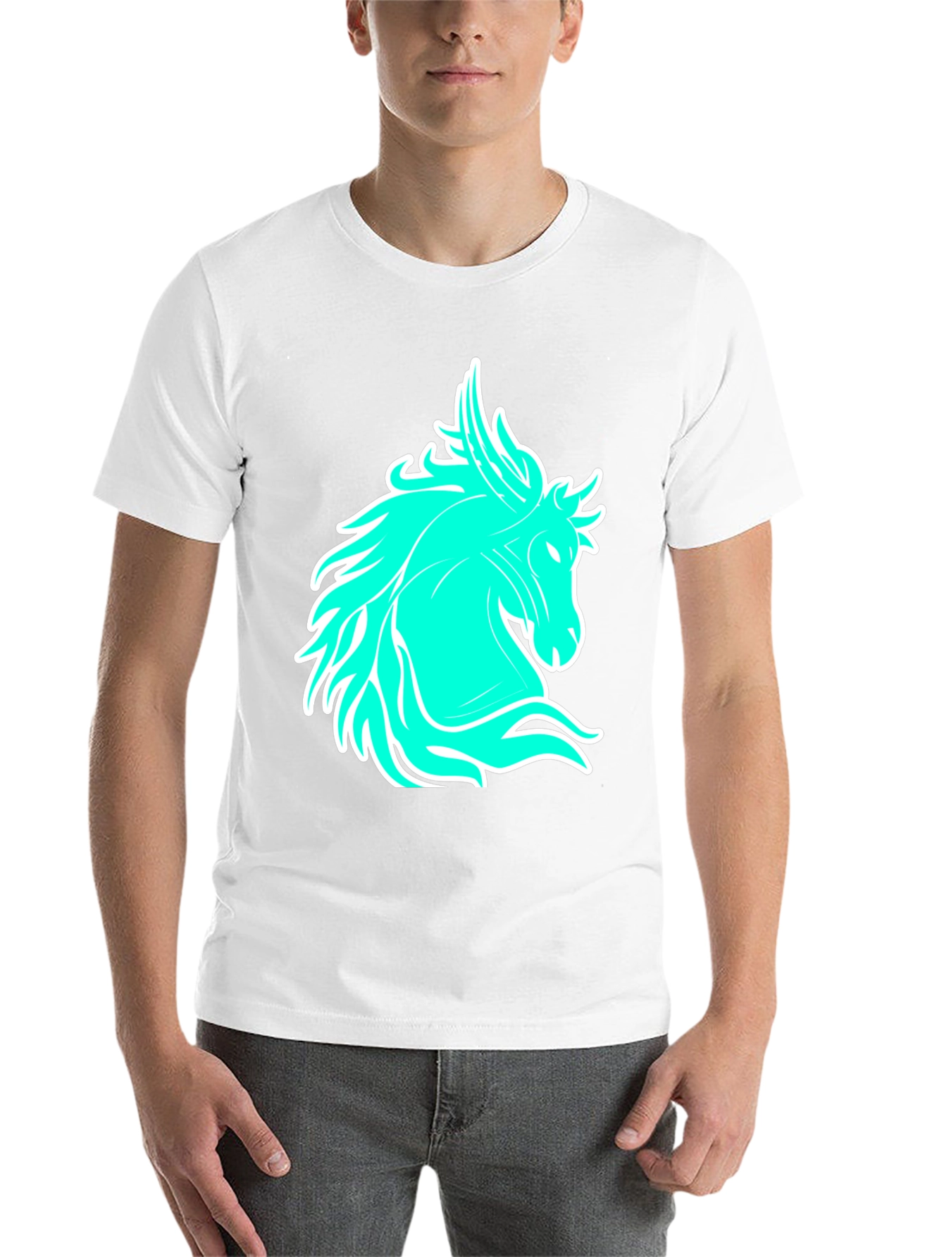 Black Cool Horse Graphic Tee - Black Casual T-Shirt view 14