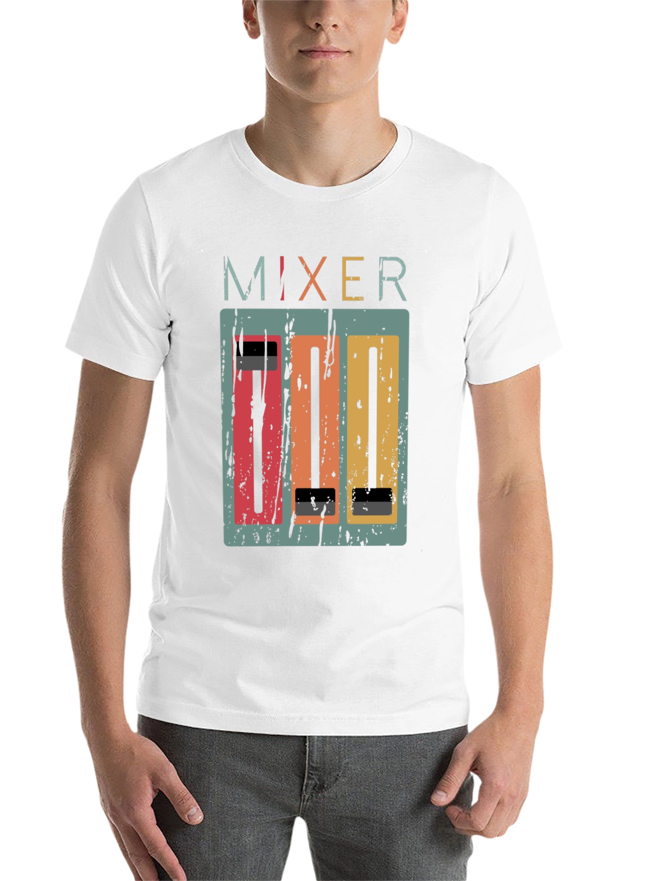 Black Retro Mixer Graphic Tee - Music Lover's T-Shirt view 14
