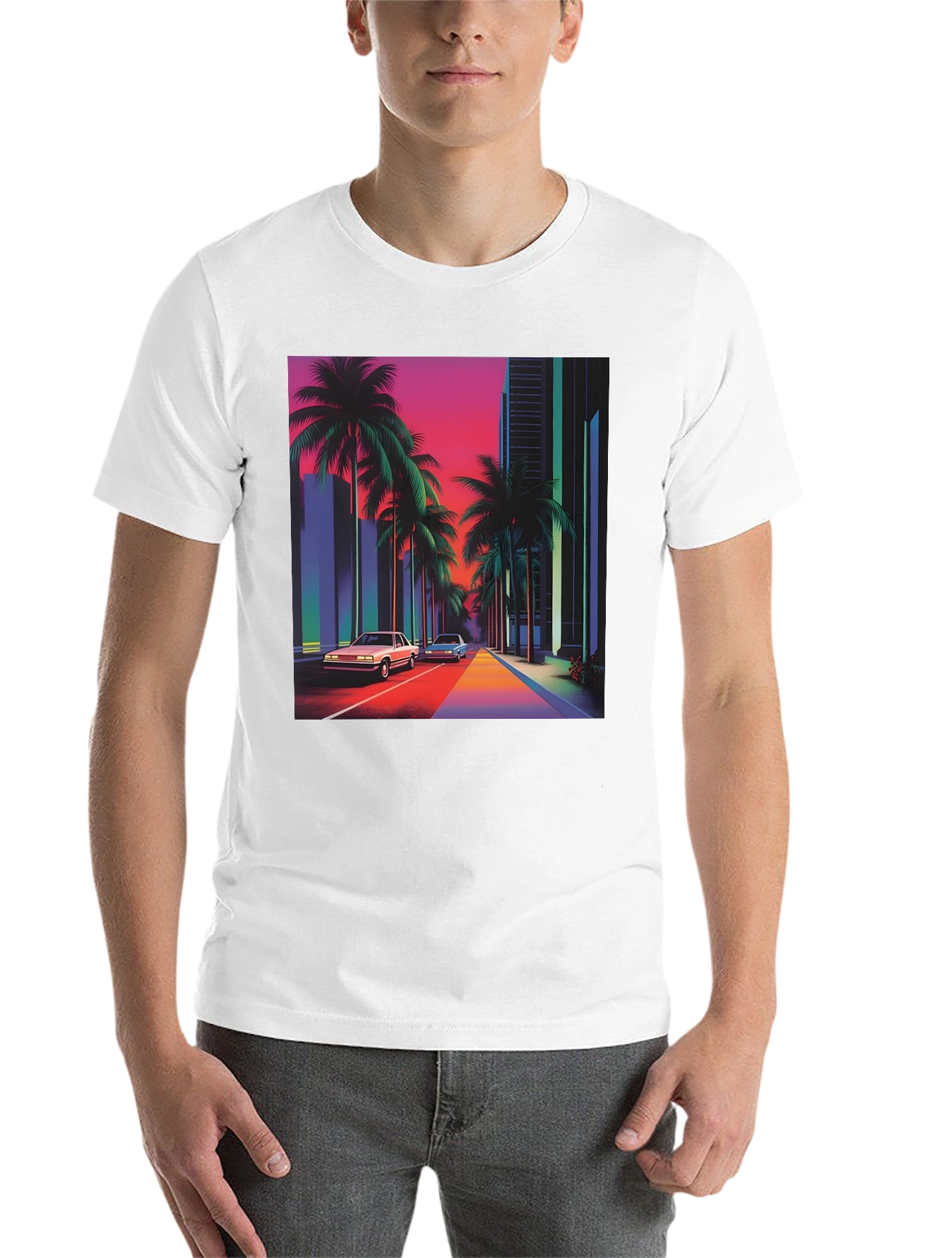 Black Retro 80s Synthwave T-Shirt view 14