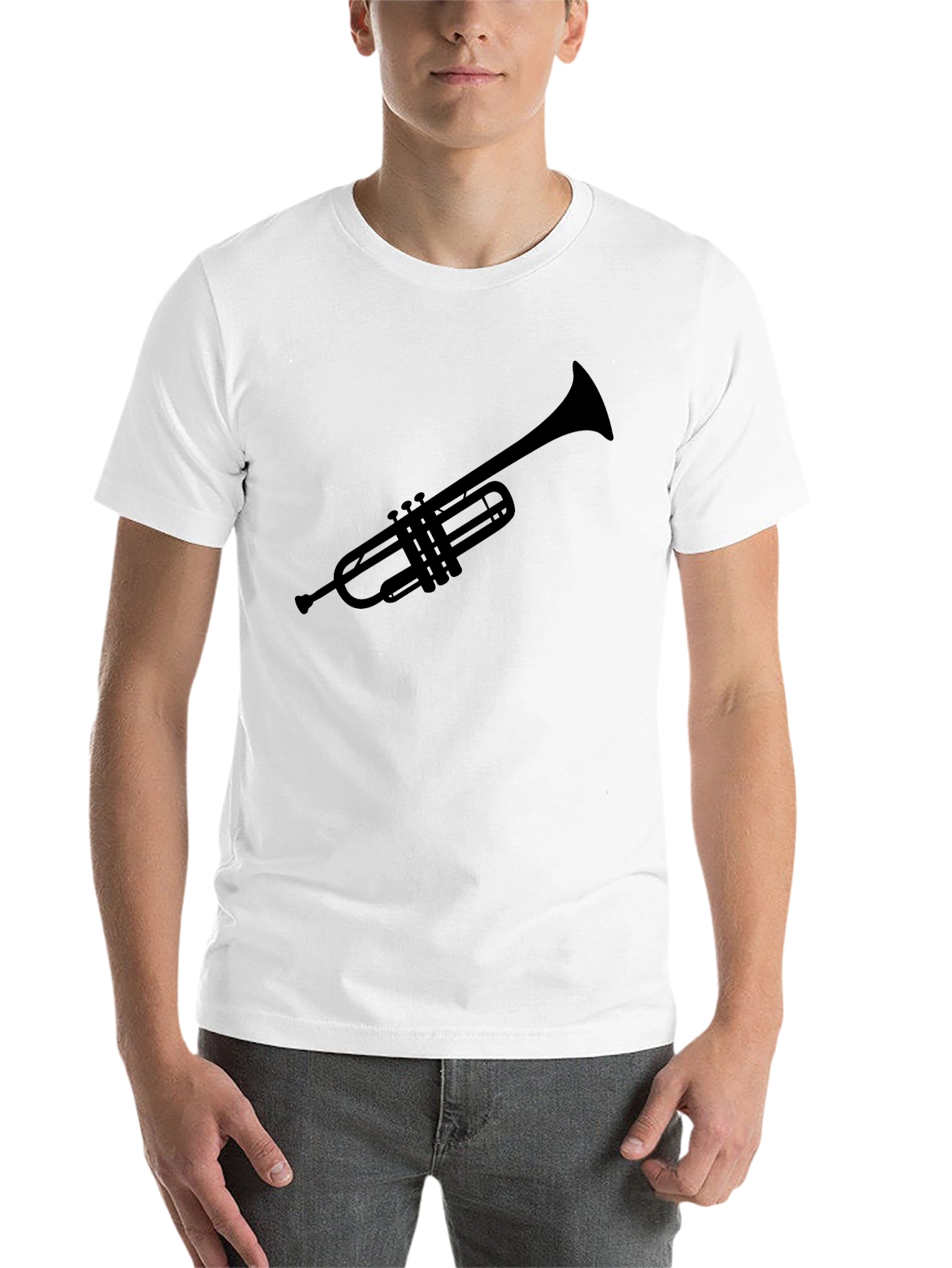 Black Trumpet Silhouette Tee - Musician's Black T-Shirt view 14