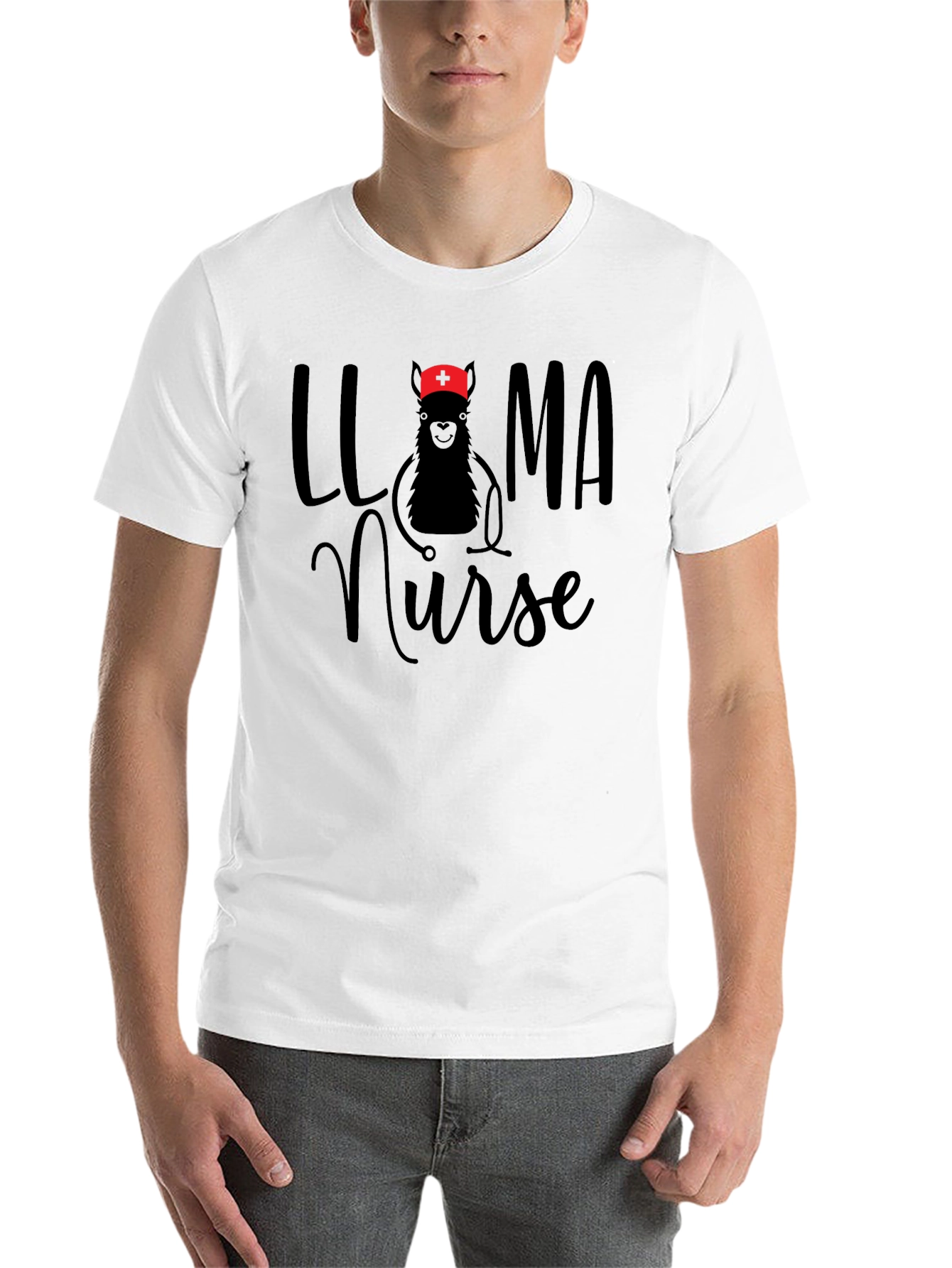 Black Llama Nurse T-Shirt, Funny Graphic Tee view 14