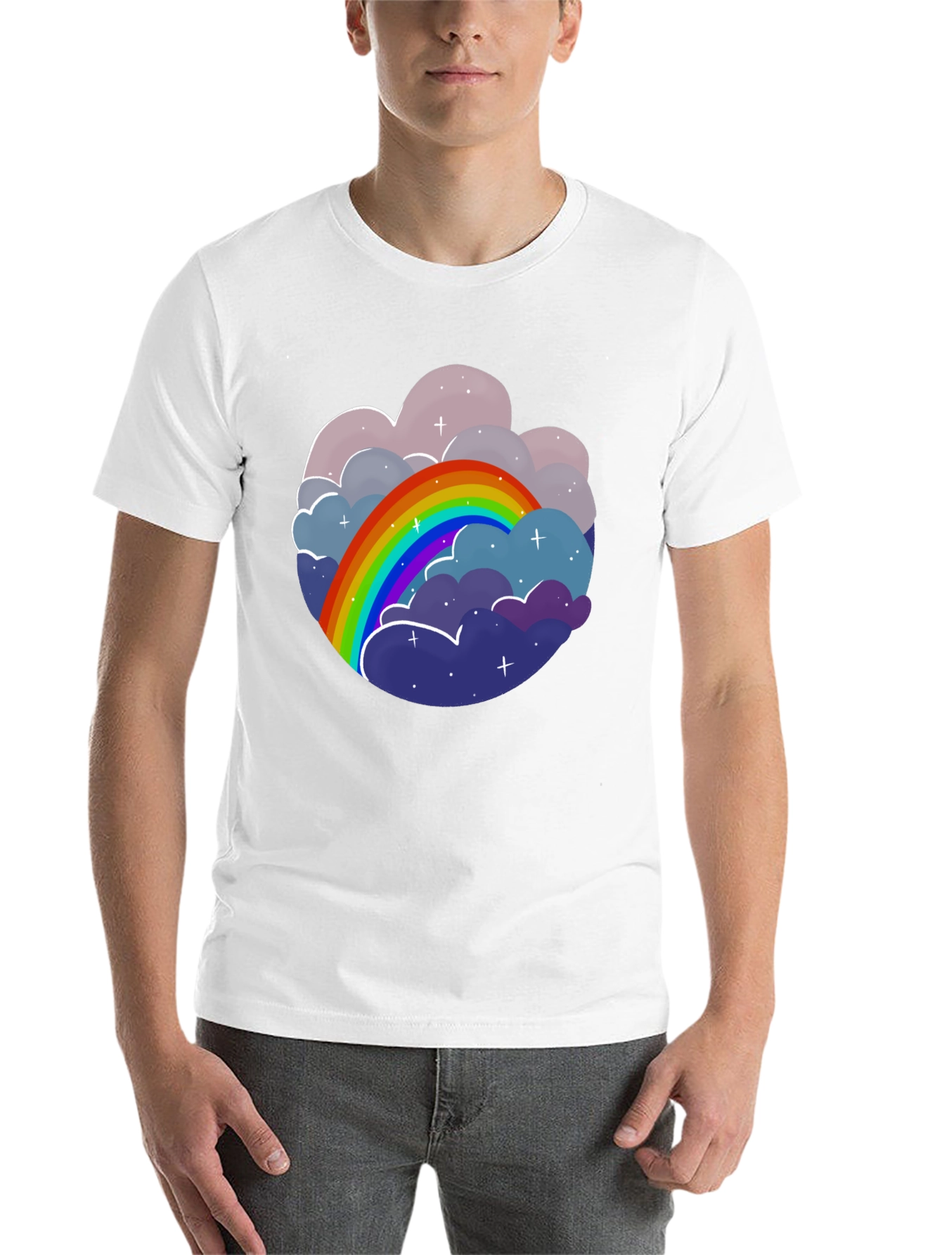 Black Rainbow Cloud Graphic Tee - Unisex Cotton T-Shirt view 14
