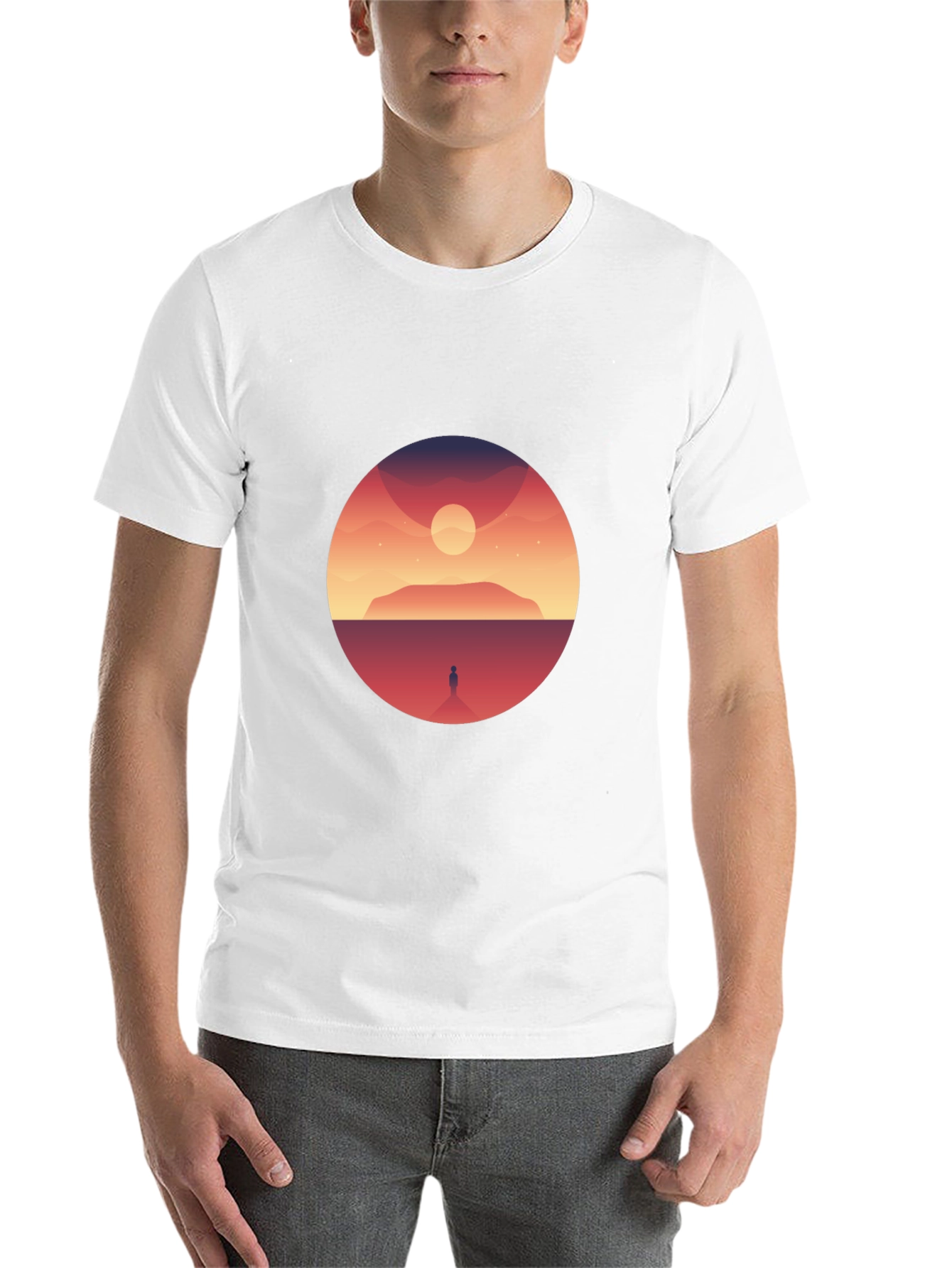 Black Sunset Silhouette Graphic Tee - Soft Cotton Blend view 14