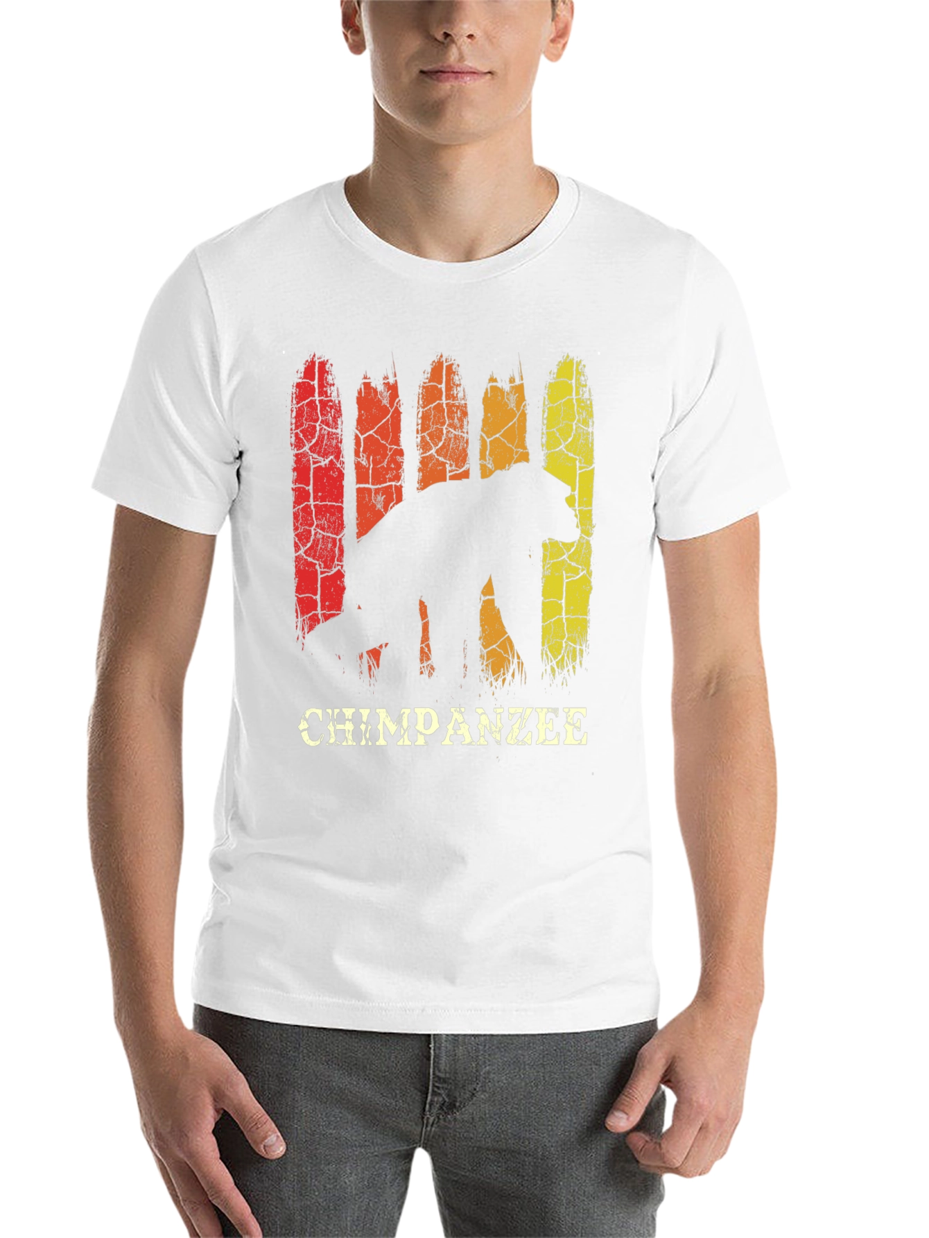 Black Chimpanzee Silhouette Retro Style Graphic T-Shirt view 14