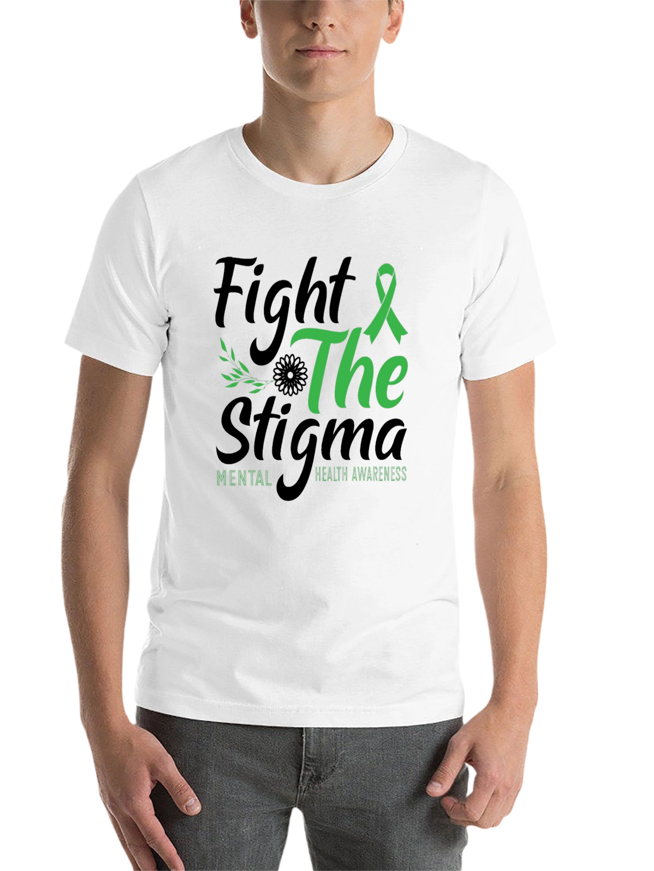 Black Fight the Stigma Mental Health Awareness T-Shirt view 14