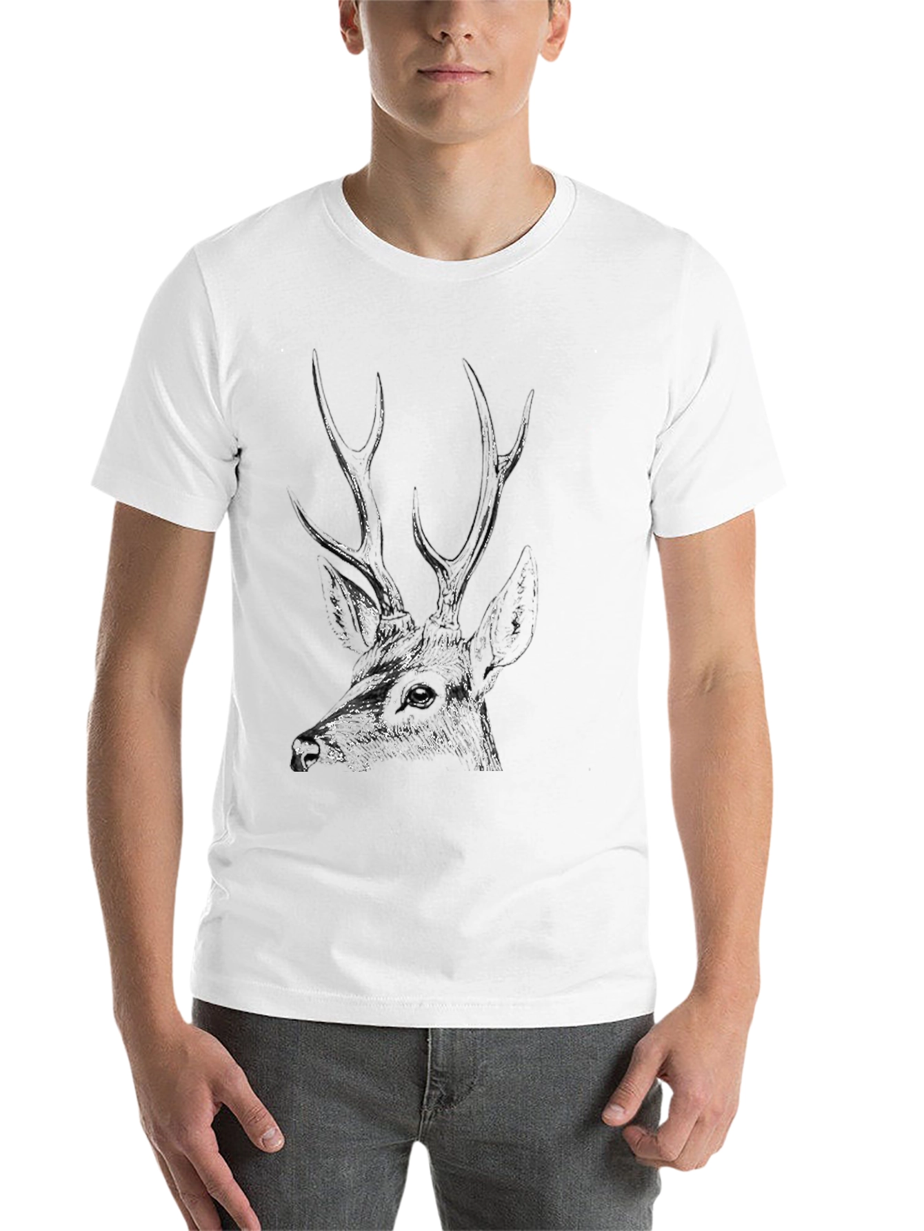 Black Men's Black Deer Graphic Tee - Stylish & Unique Design view 14