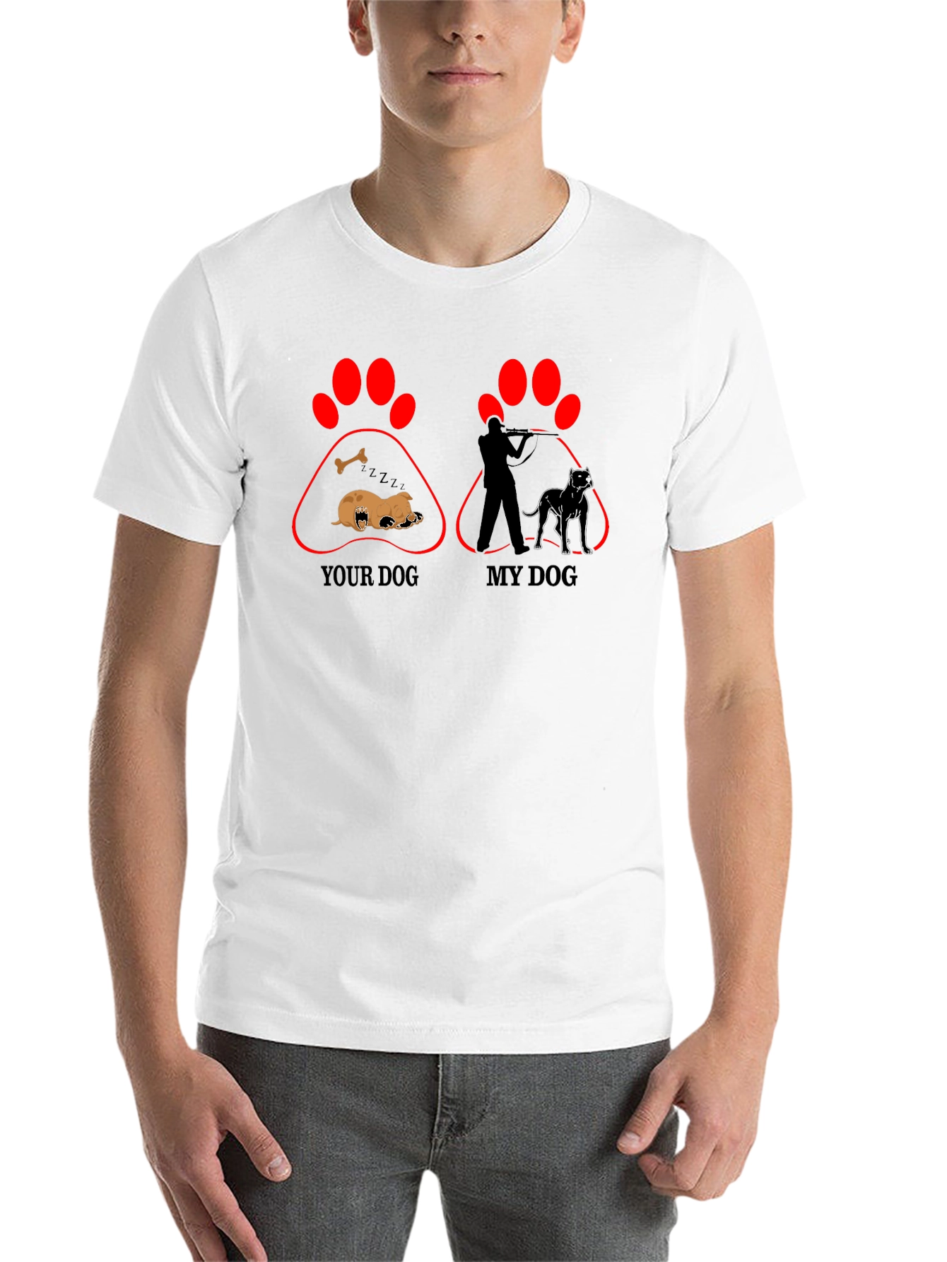 Black Your Dog vs. My Dog Funny Black T-Shirt view 14
