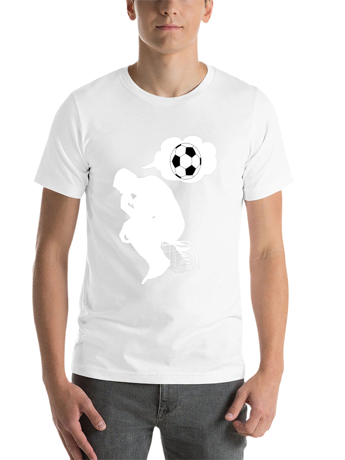 Black Philosophical Soccer Tee - Thinker with Ball view 14