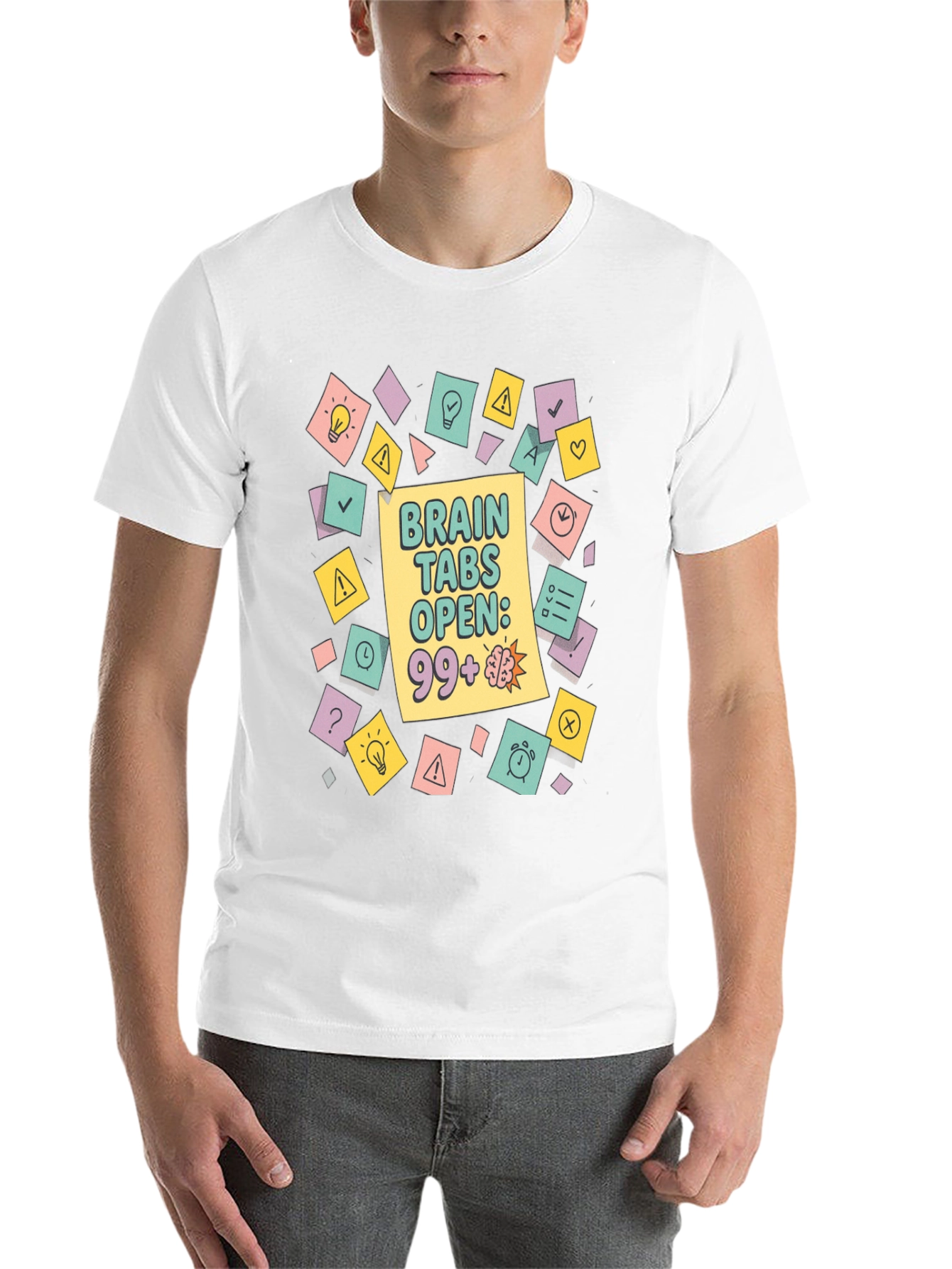 Black Brain Tabs Open T-Shirt - Clever Graphic Tee view 14
