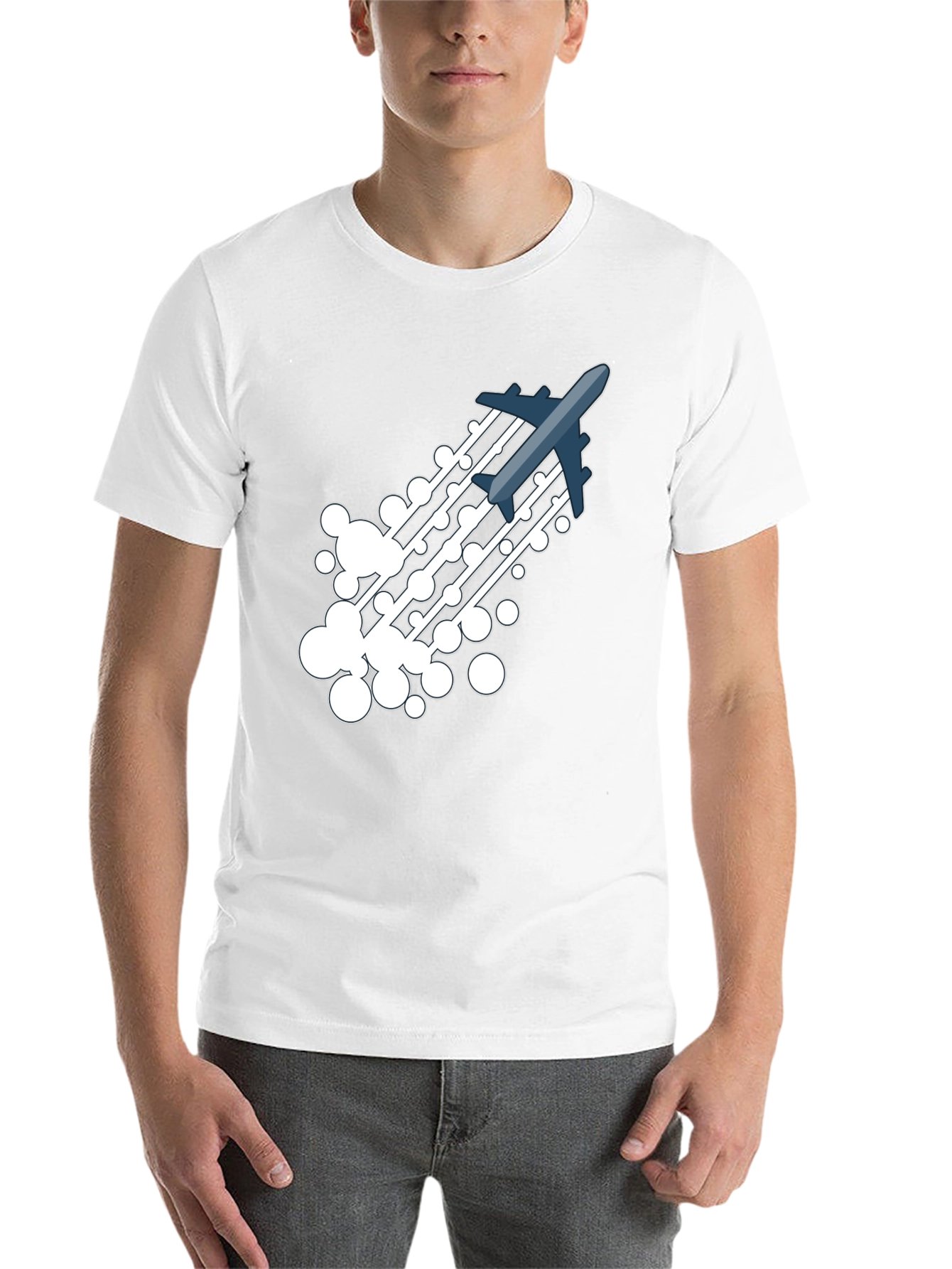 Black Airplane Trail Graphic Tee - Black Cotton Blend Shirt view 14