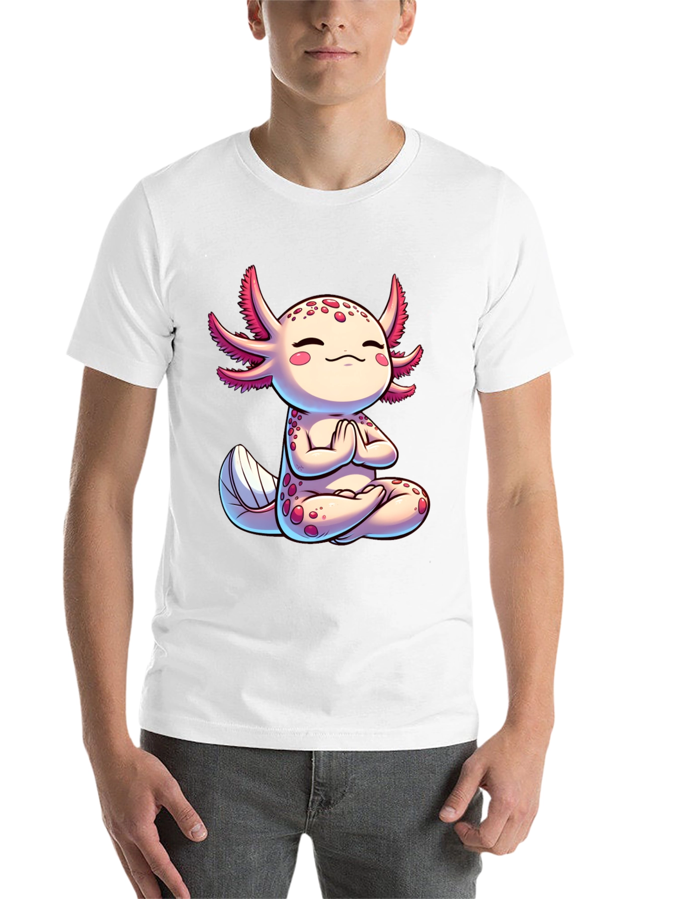 Black Zen Axolotl T-Shirt - Meditating Cute Amphibian view 14