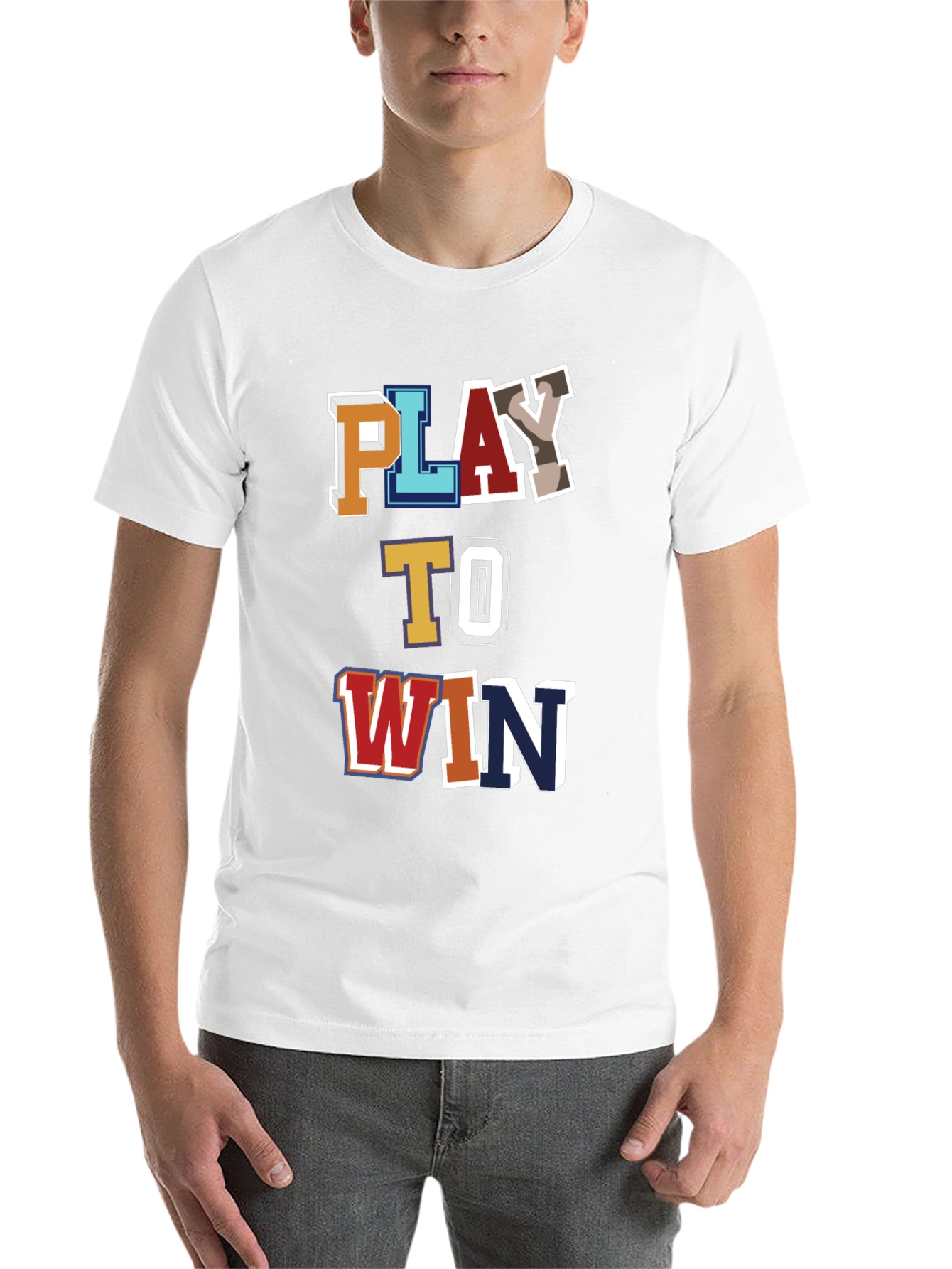 Black Play To Win Graphic Tee - Men's Cotton Blend T-Shirt view 14