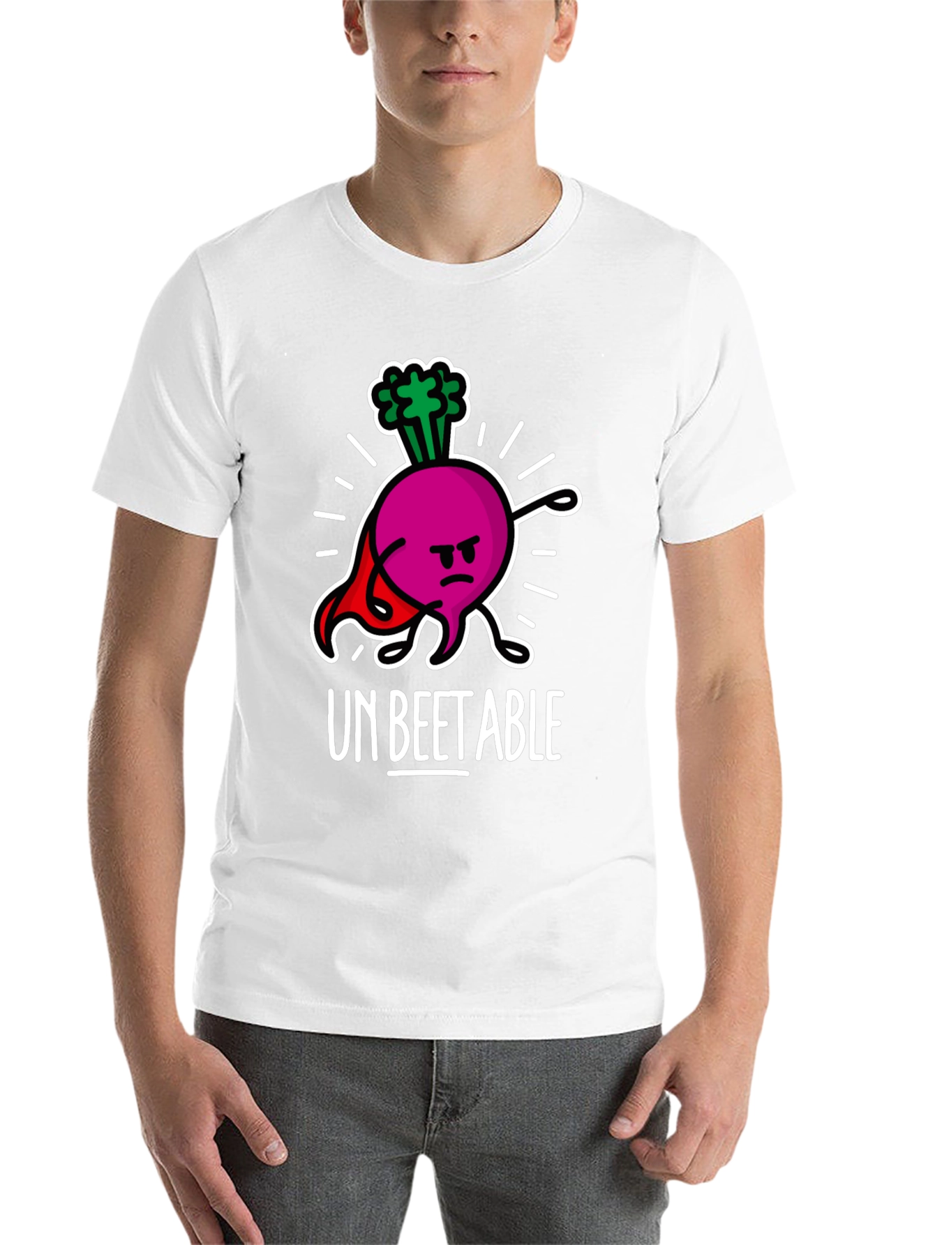 Black Un-Beetable Humor Tee: Super Beet Graphic T-Shirt view 14