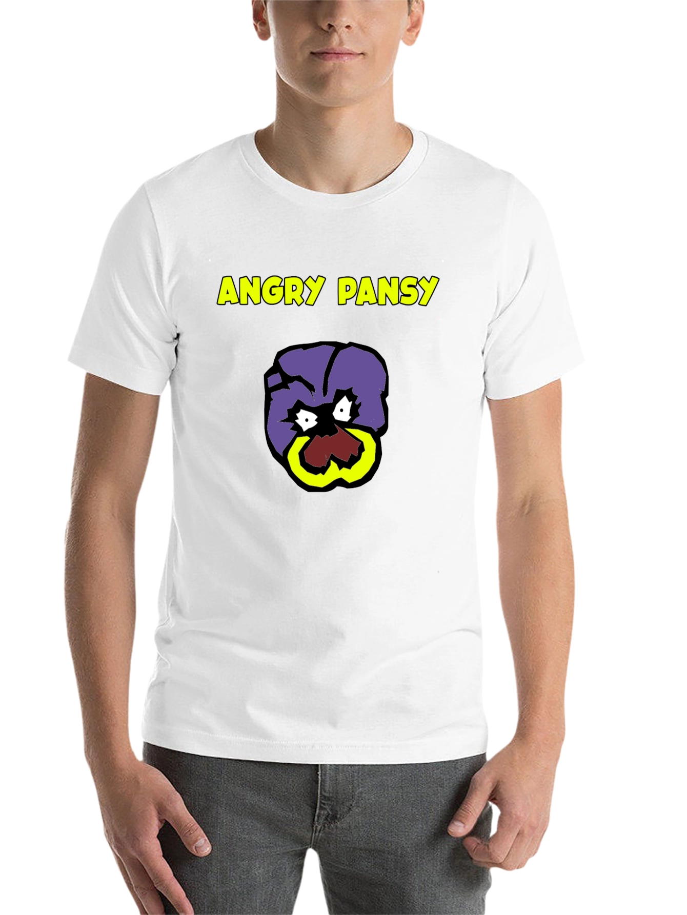 Black Angry Pansy Graphic Tee - Bold Humor T-Shirt view 14