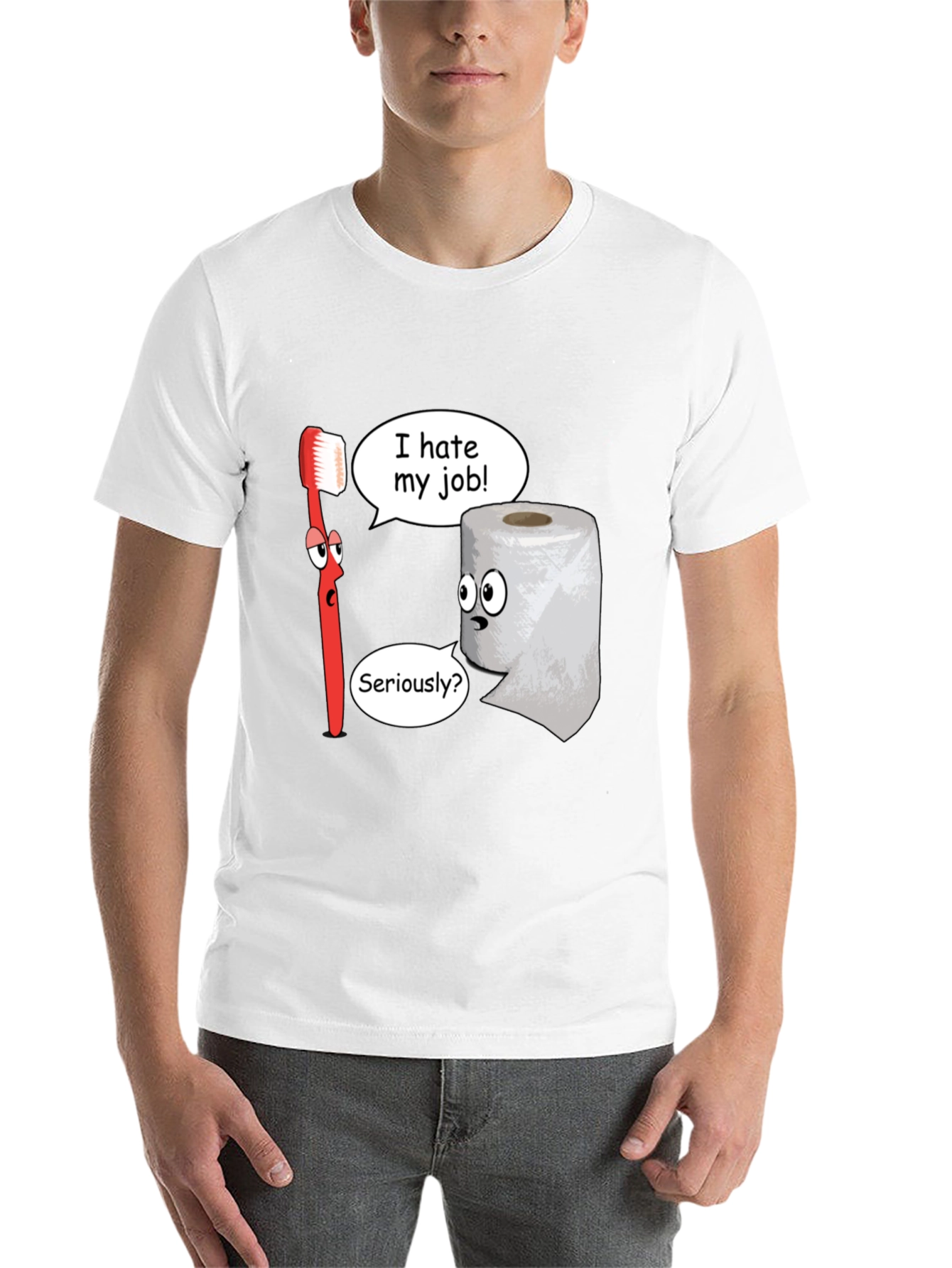 Black Funny Cartoon T-Shirt - I Hate My Job view 14