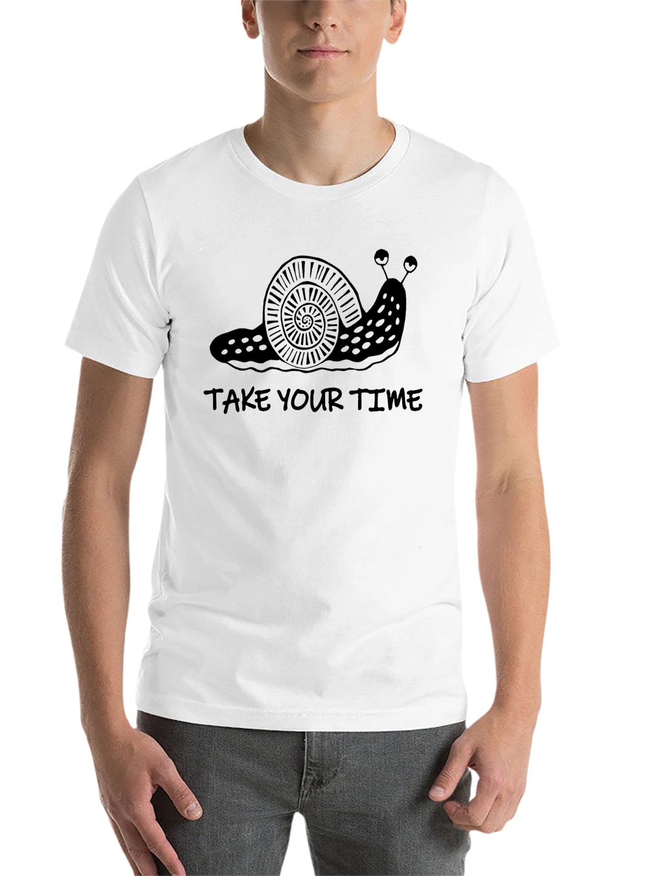 Black Take Your Time Snail T-Shirt - Unisex Black Tee view 14