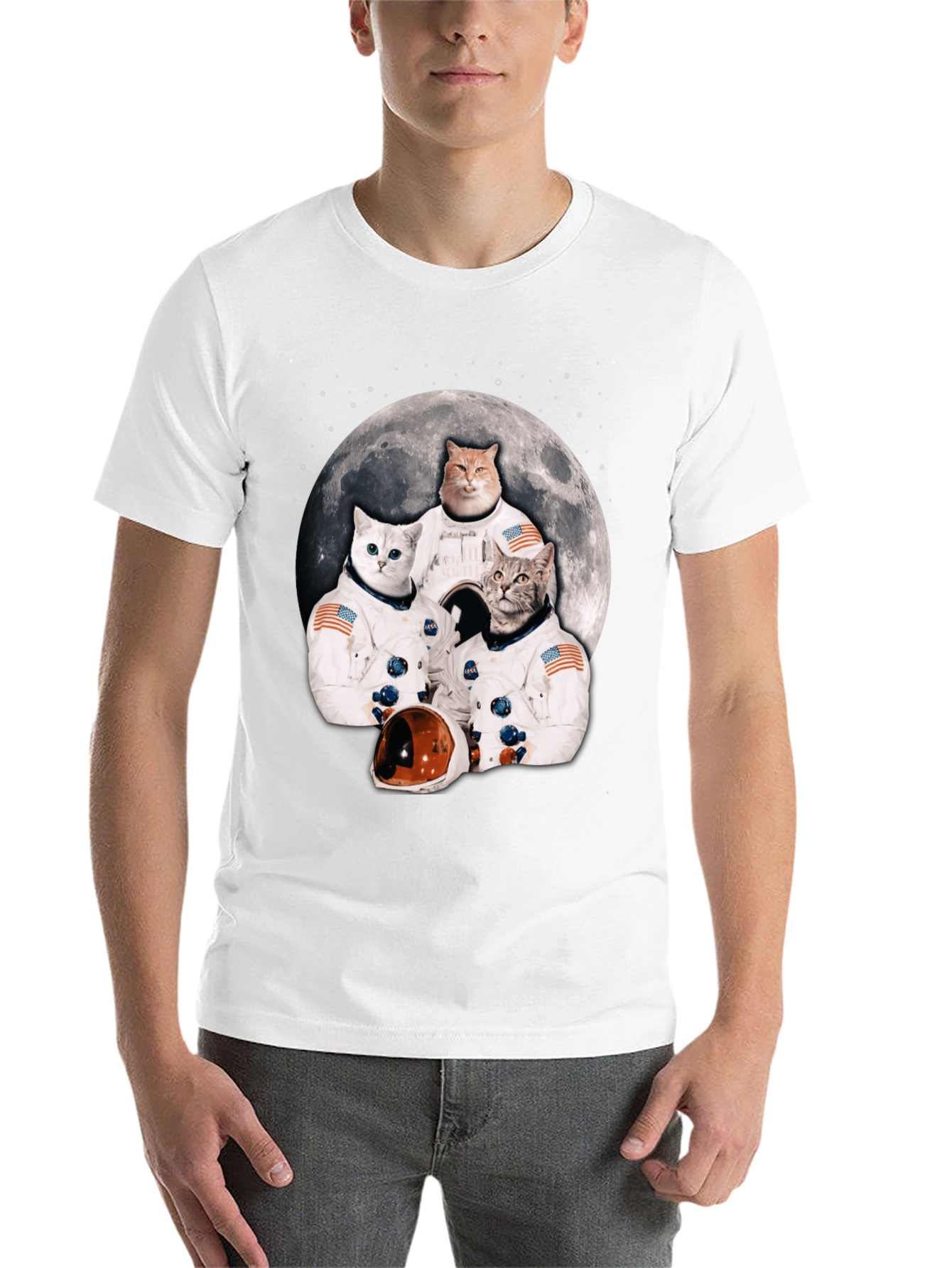 Black Cats in Space T-Shirt - Novelty Crew Tee view 14