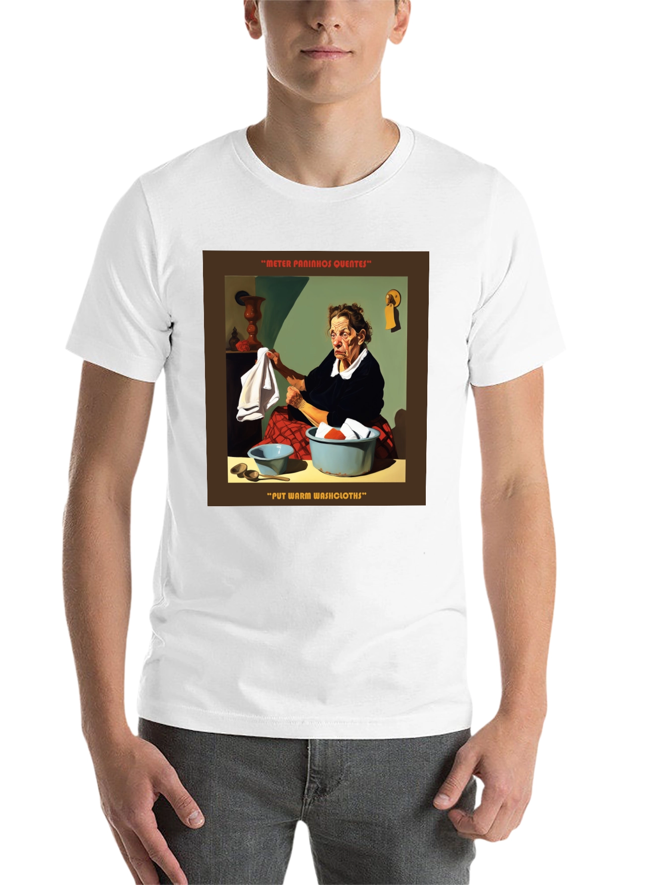 Black Unique Graphic T-Shirt - "Warm Washcloths" view 14