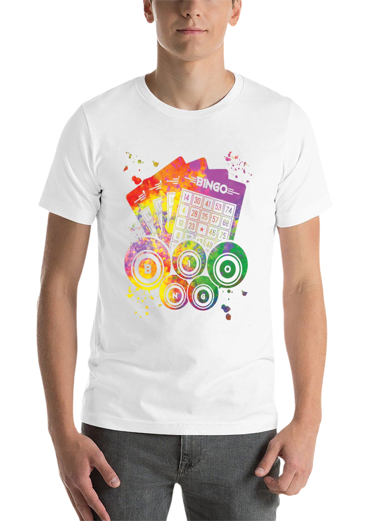 Black Colorful Bingo T-Shirt - Lucky Numbers Tee view 14