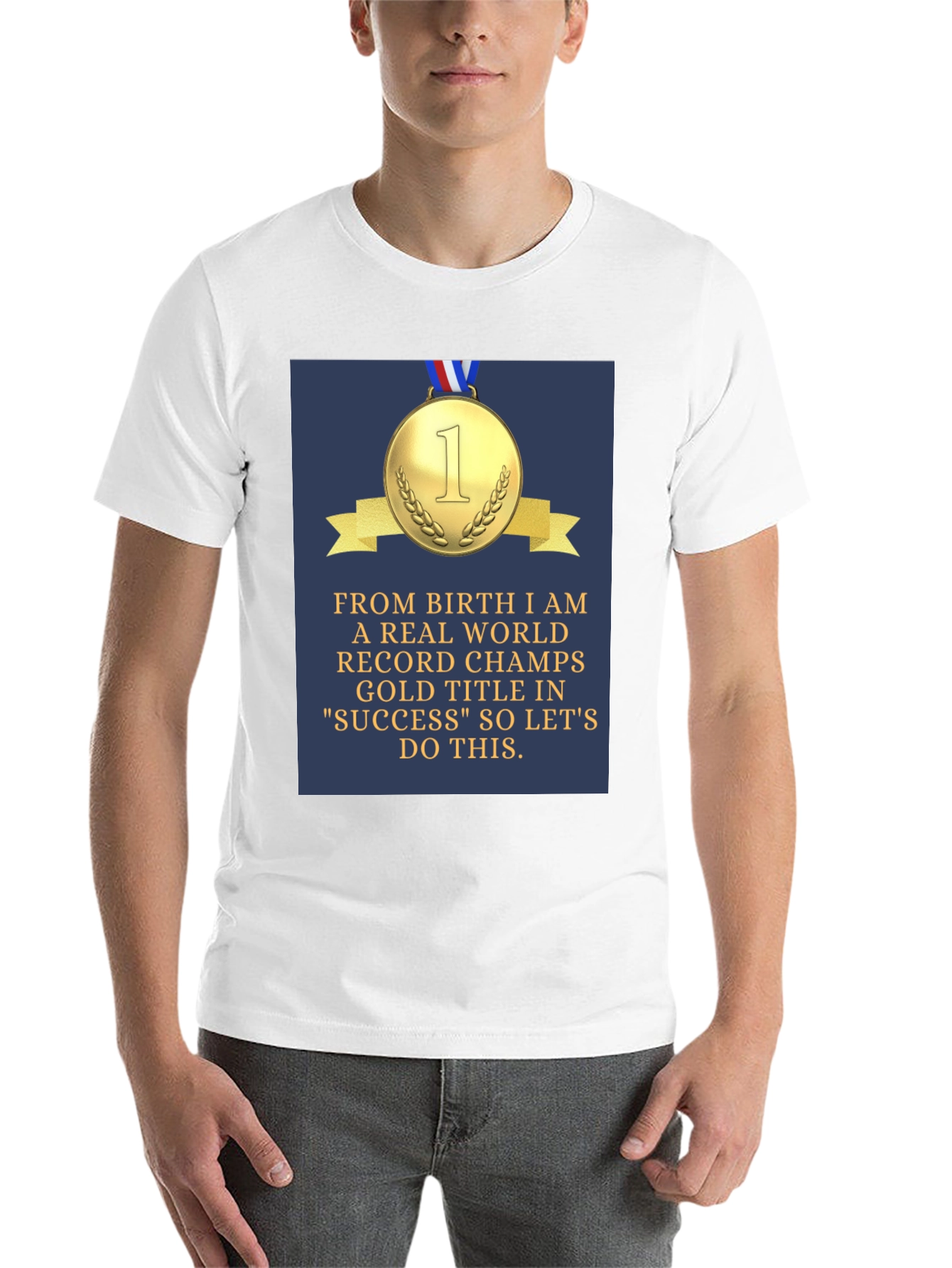 Black Success Champs T-Shirt - Gold Medal Design view 14