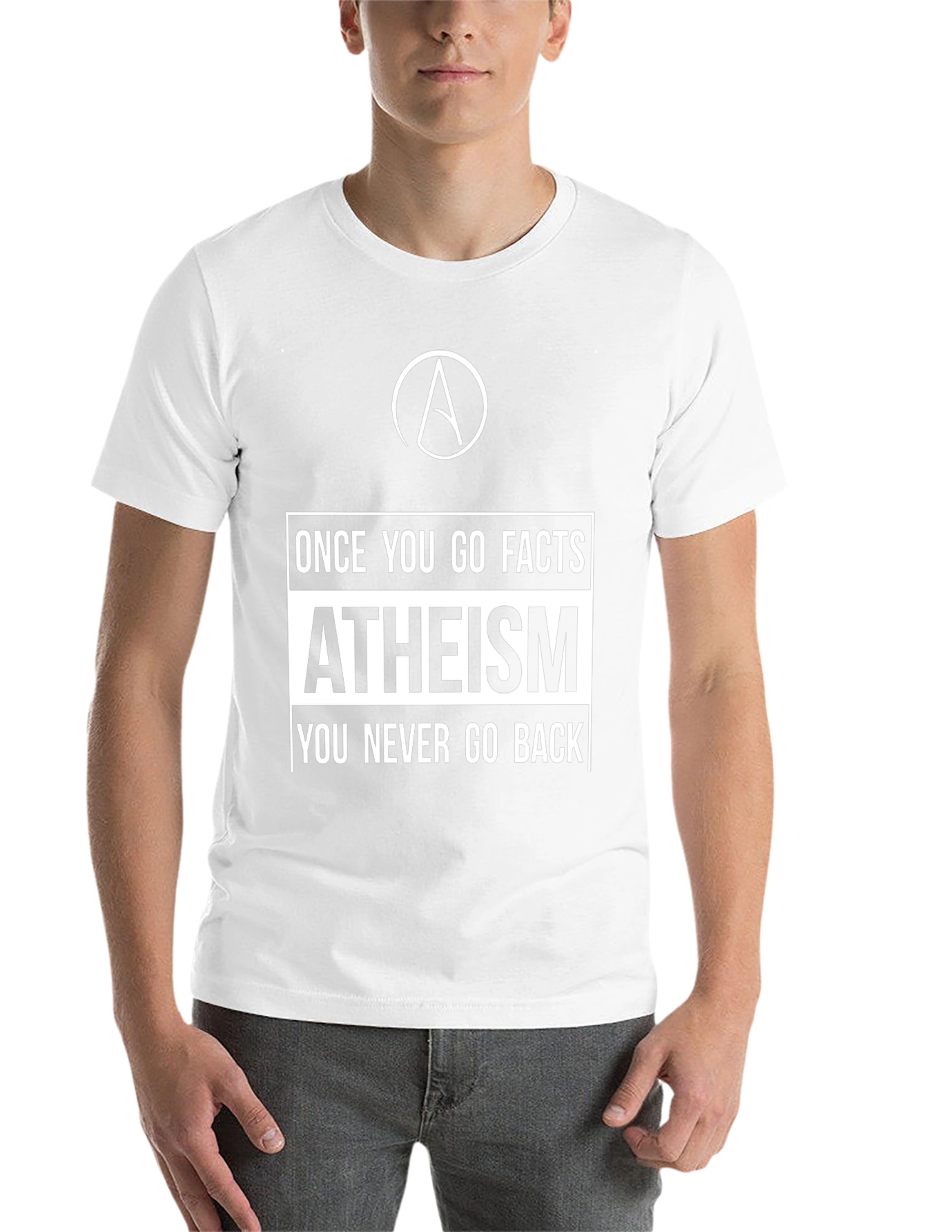 Black Atheism Facts Graphic T-Shirt - Never Go Back view 14
