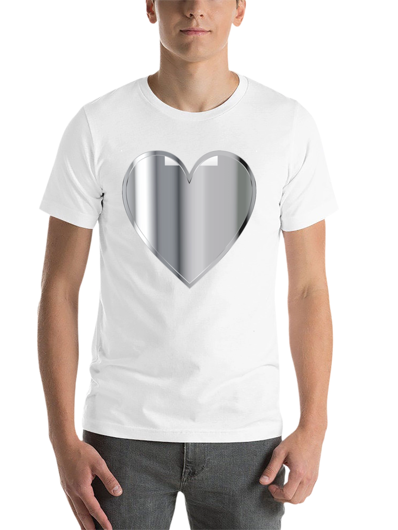 Black Silver Heart Graphic Black T-Shirt view 14