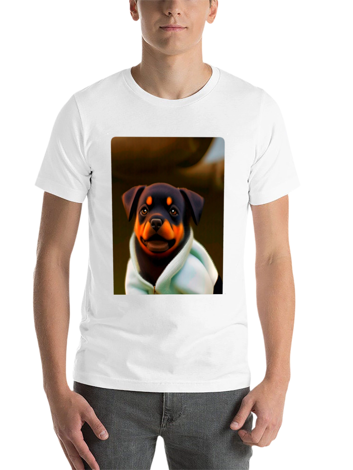 Black Rottweiler Puppy Hoodie T-Shirt - Cute Dog Tee view 14