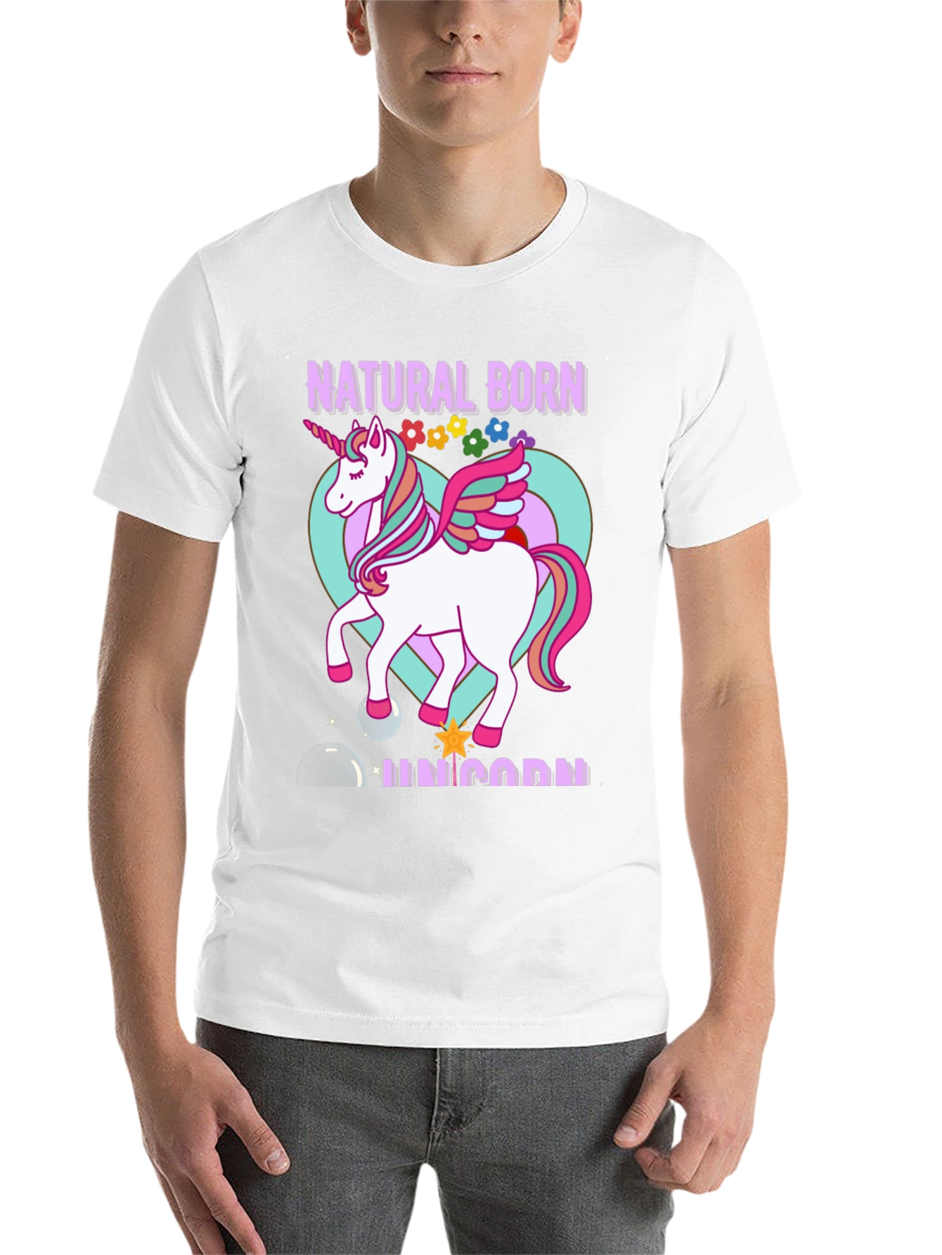 Black Natural Born Unicorn T-Shirt view 14