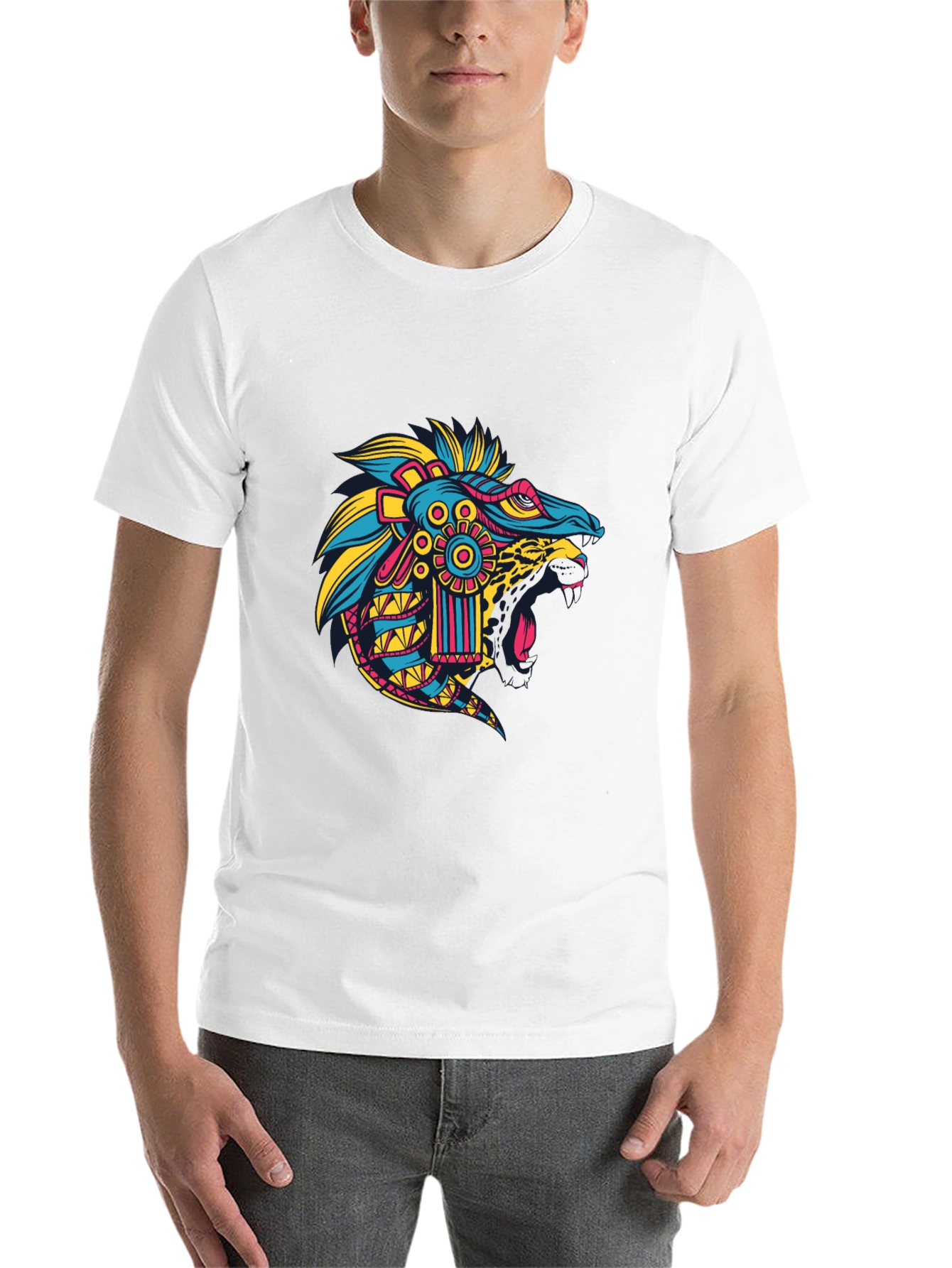 Black Aztec Jaguar Head T-Shirt - Bold Graphic Tee view 14