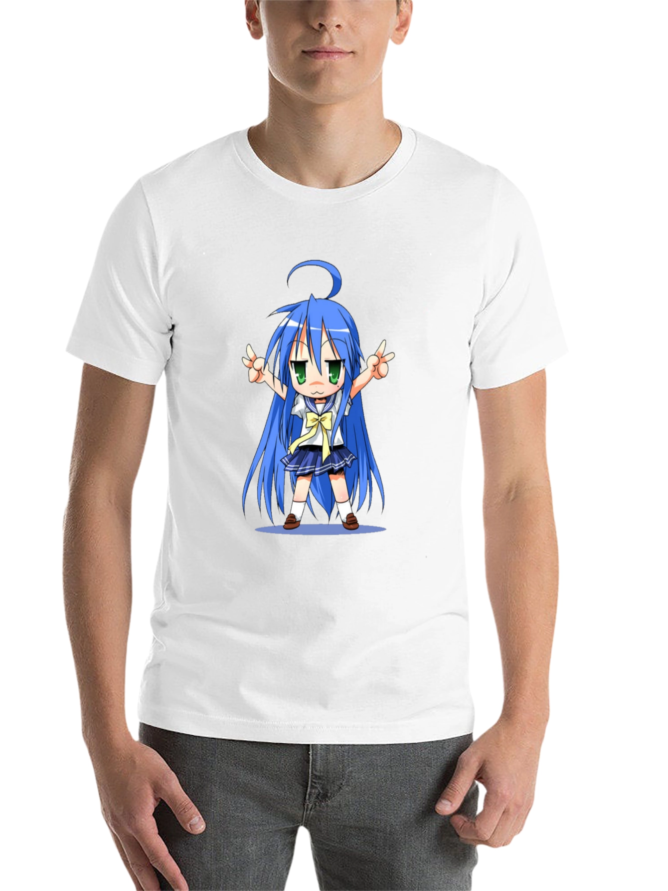 Black Anime Girl Graphic T-Shirt - Black Cotton Tee view 14