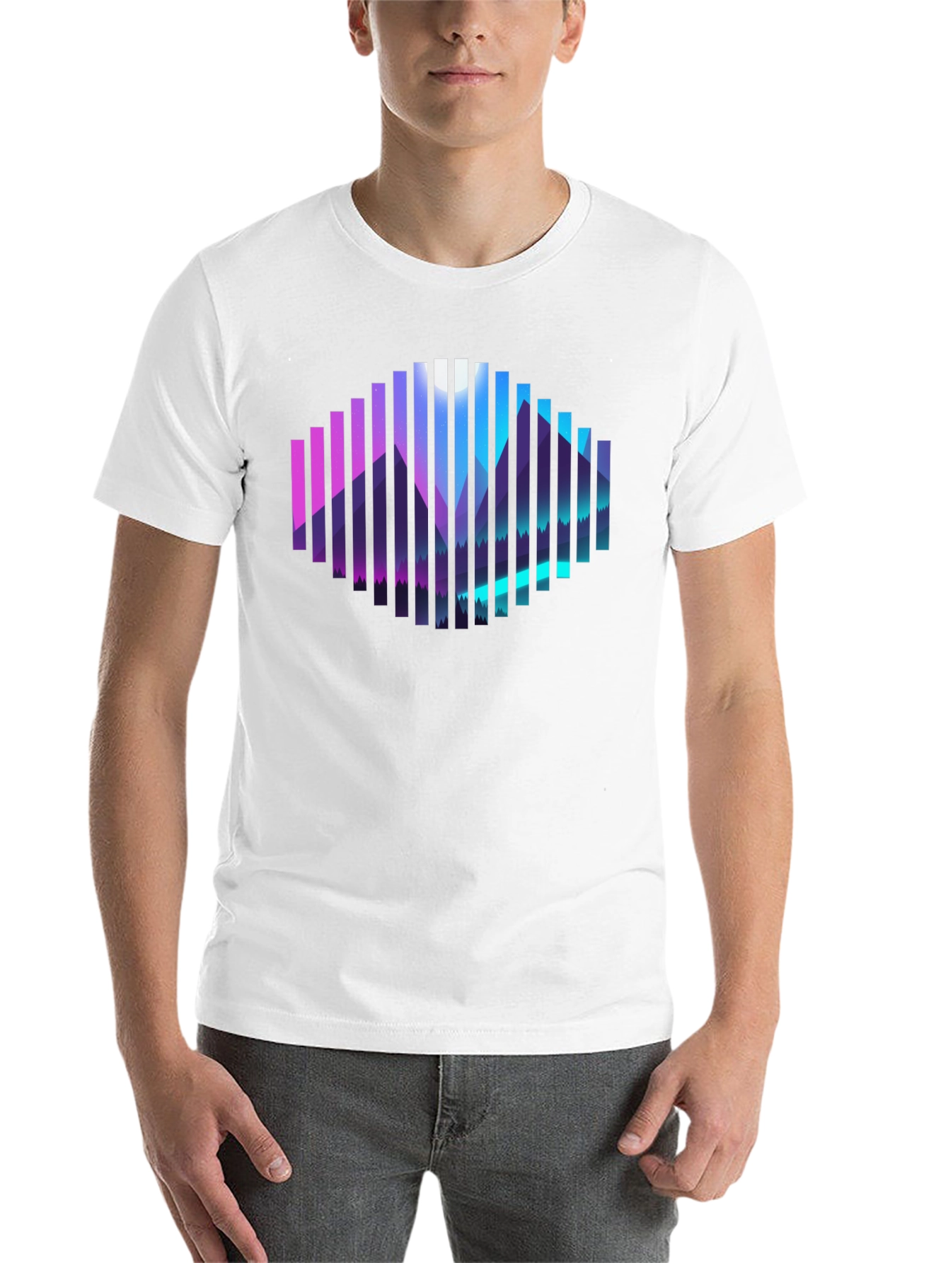 Black Geometric Mountainscape Graphic Tee - Black view 14