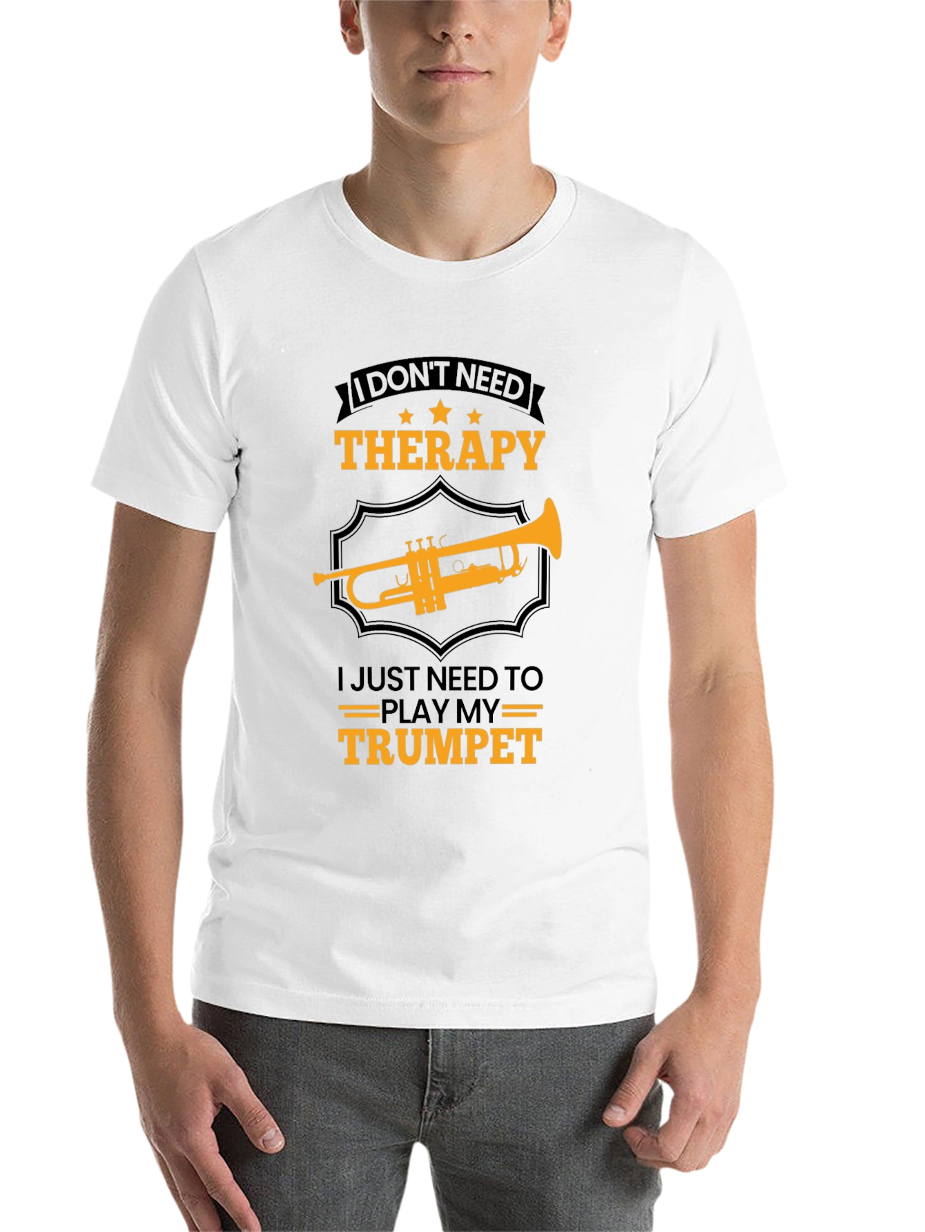 Black Trumpet Therapy T-Shirt - Musician Gift view 14