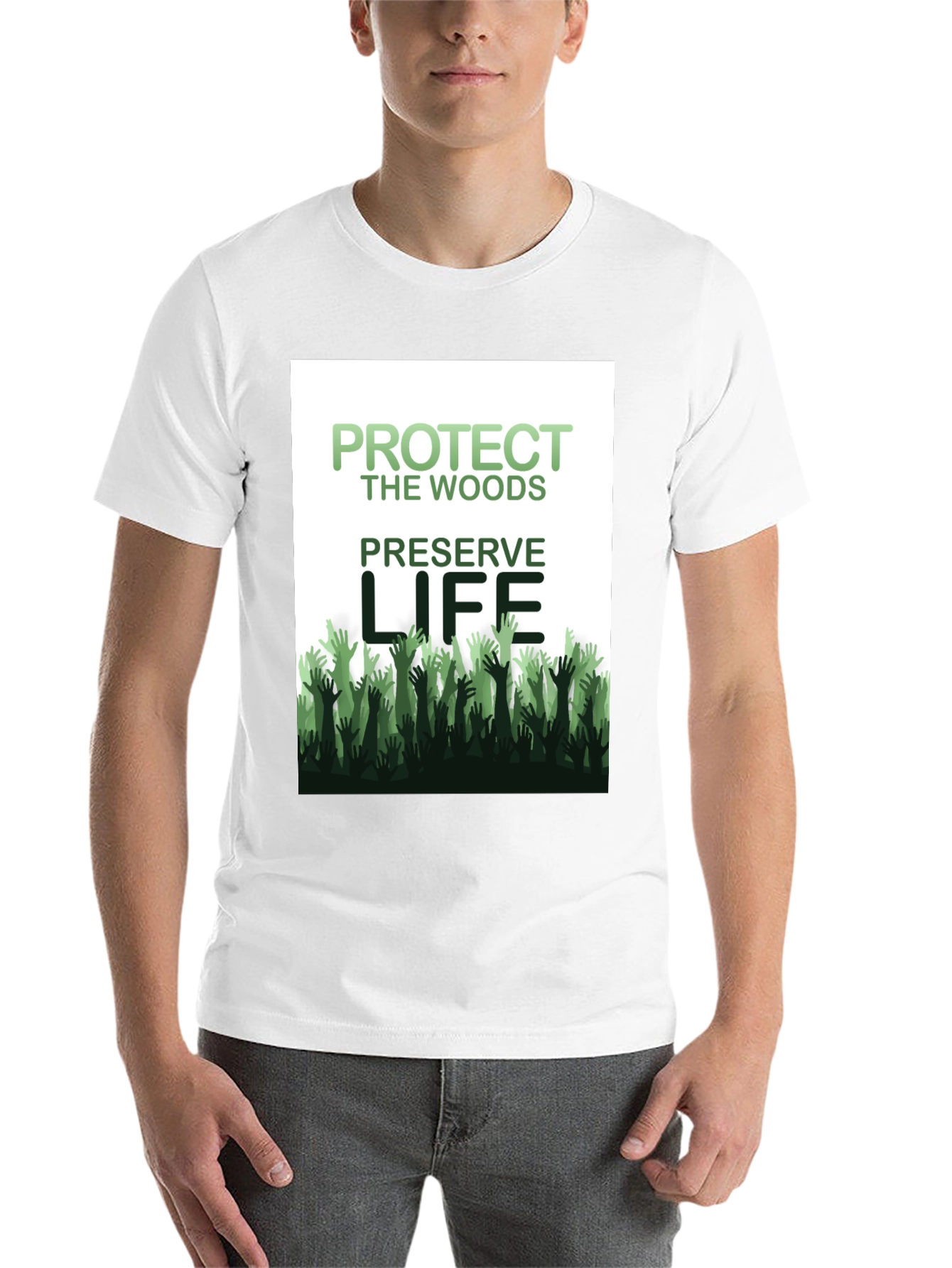 Black Protect the Woods, Preserve Life Graphic Tee view 14