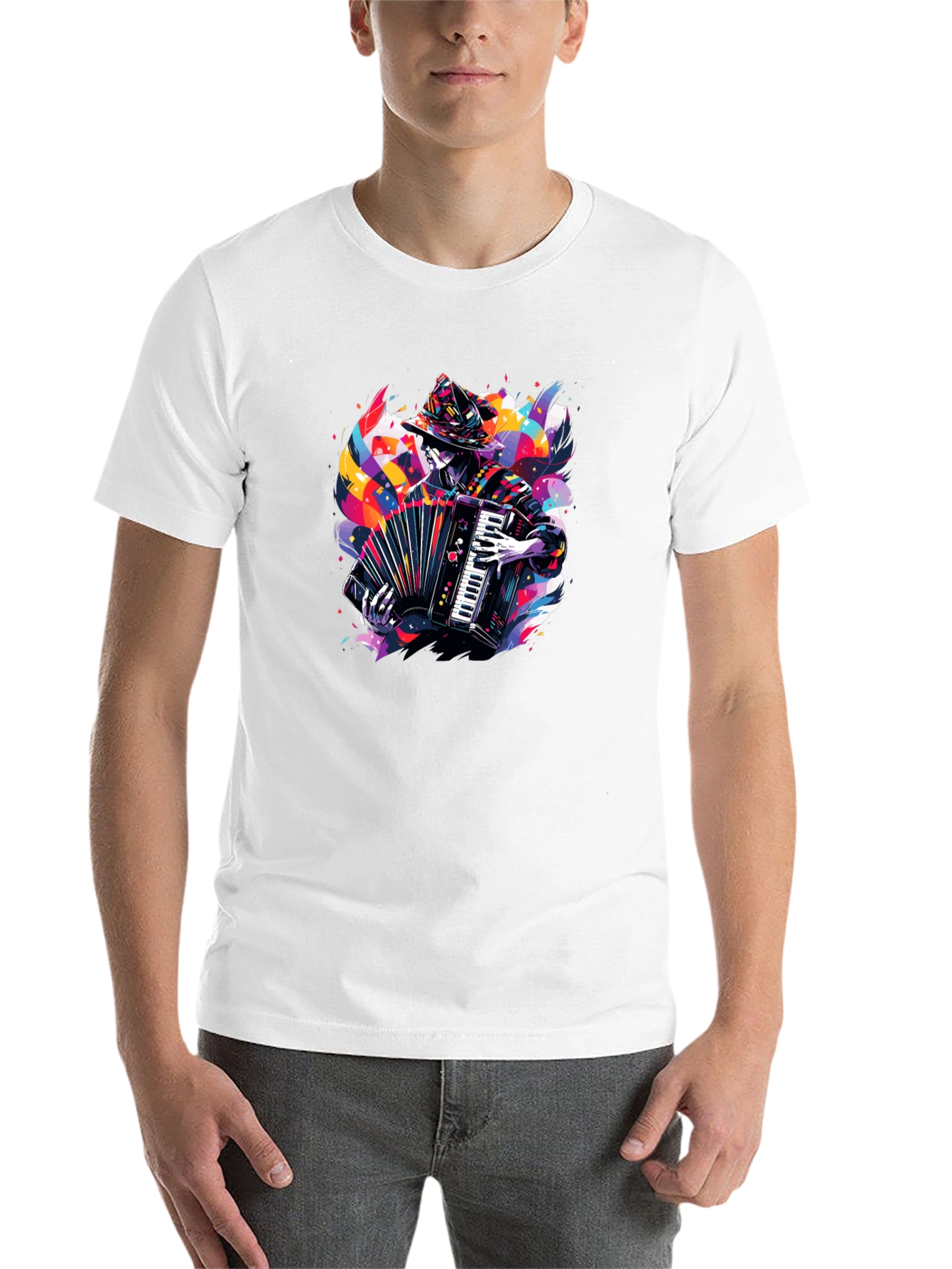 Black Accordion Player Graphic Tee - Black view 14