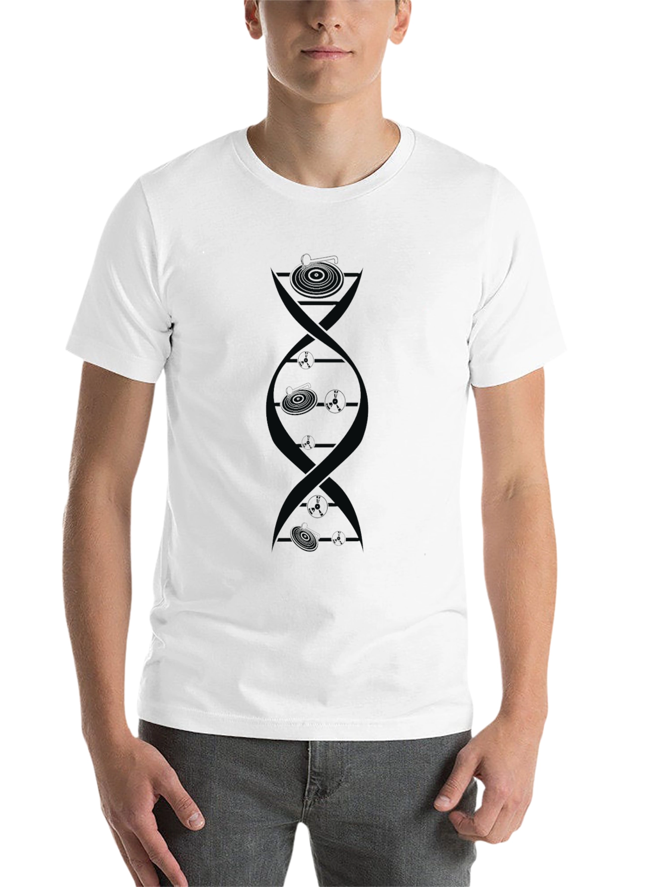 Black DJ DNA Black Graphic Tee - Music Lover T-Shirt view 14