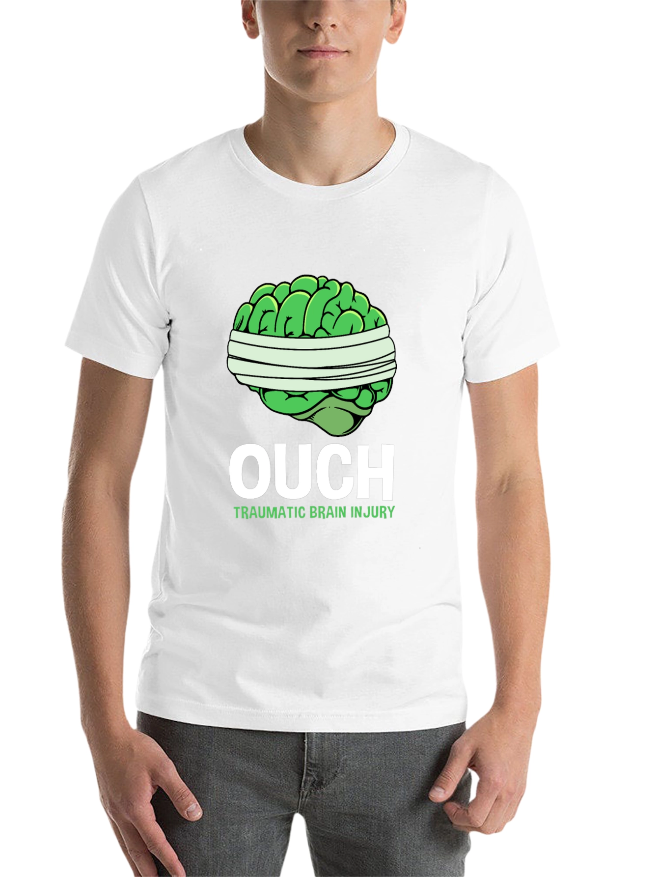Black Ouch Traumatic Brain Injury T-Shirt view 14