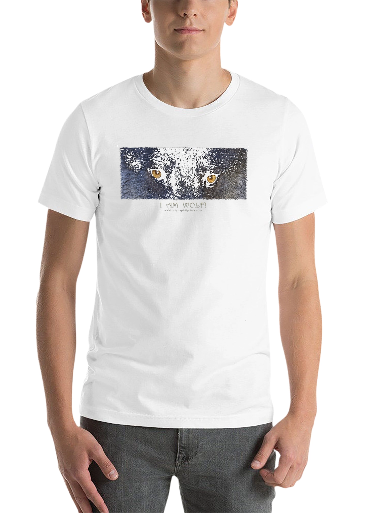 Black I Am Wolf! Graphic Print Black T-Shirt view 14