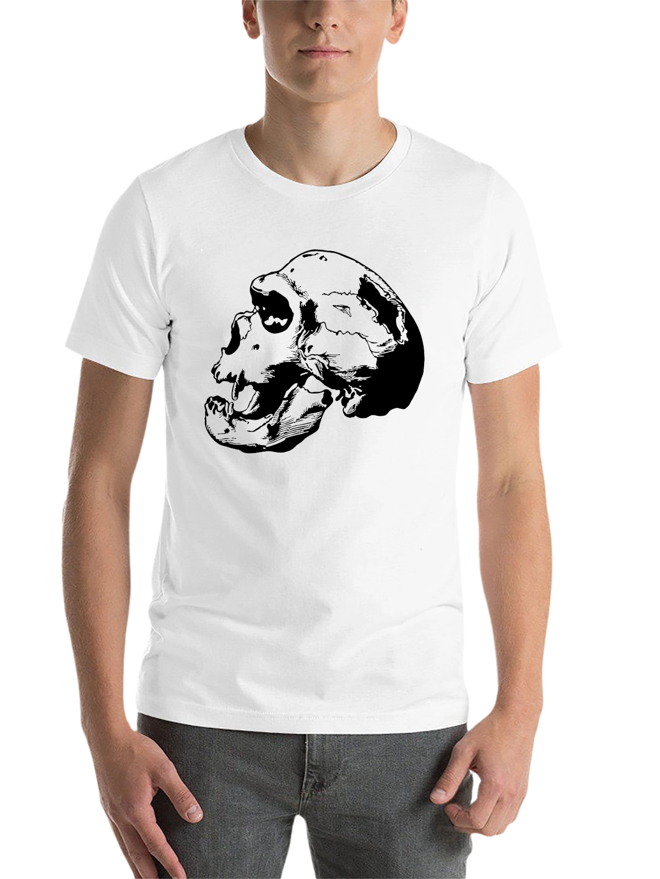 Black Skull Graphic Print Crew Neck T-Shirt view 14