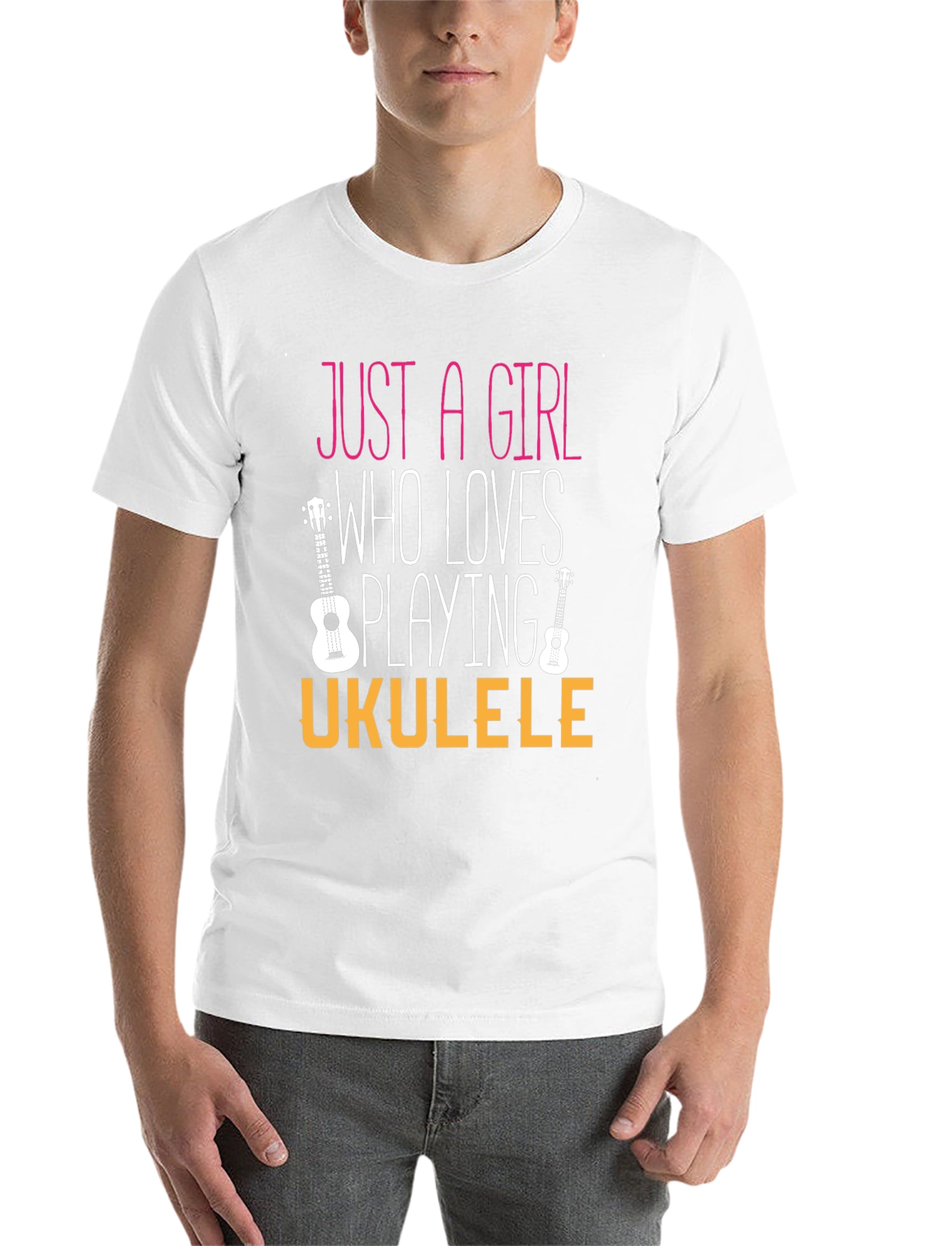 Black Just a Girl Who Loves Playing Ukulele T-Shirt view 14