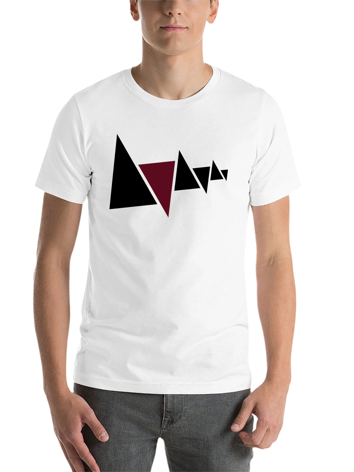 Black Abstract Triangle Graphic Tee - Modern Style view 14