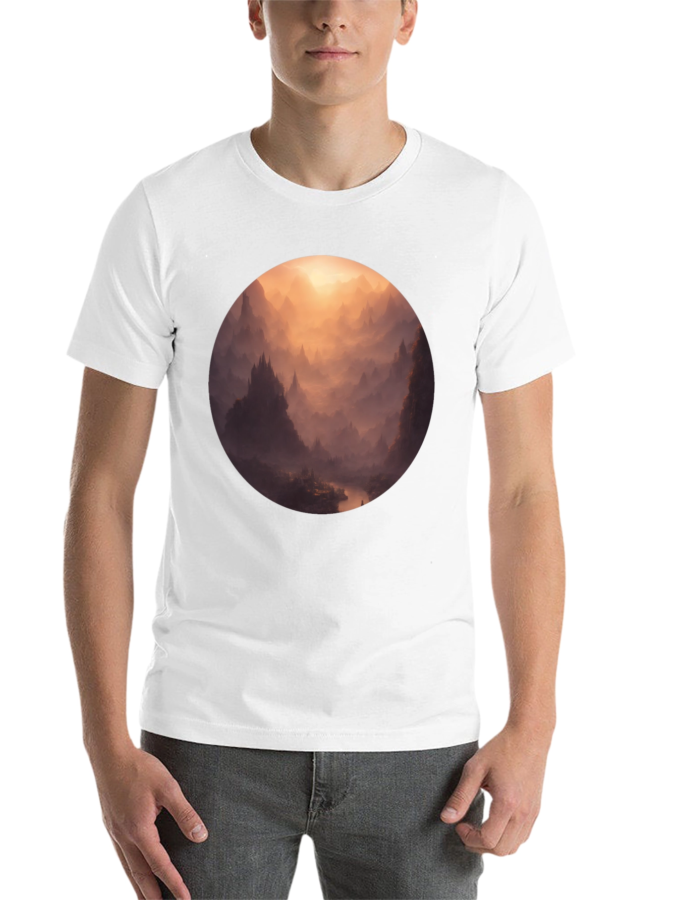 Black Mystical Mountain Vista Graphic Tee - Soft Black Cotton view 14